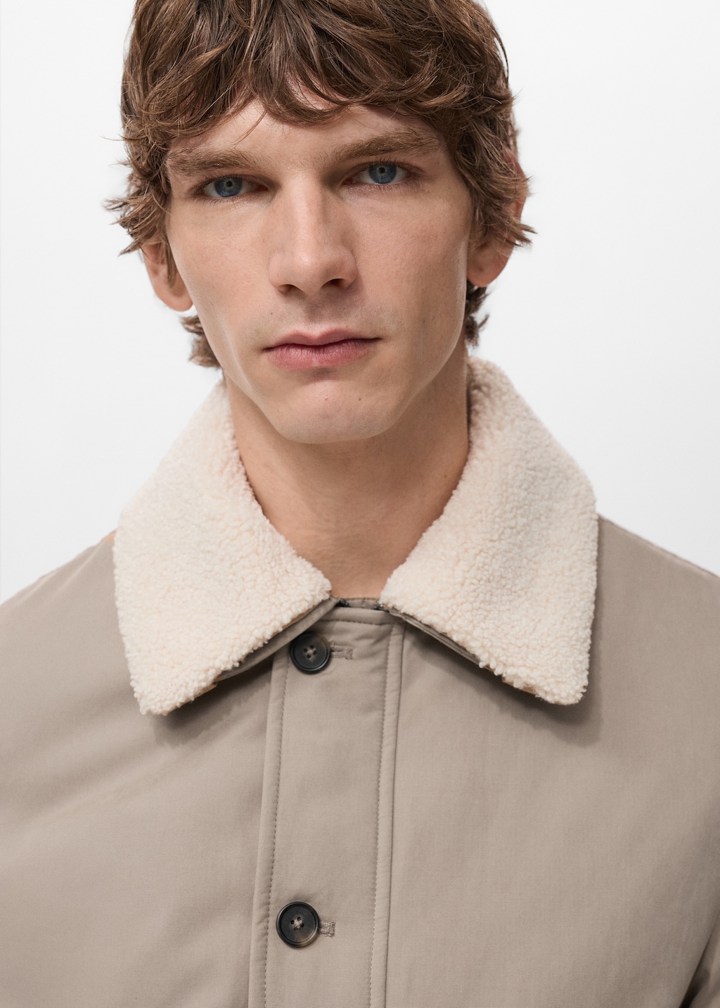 Quilted jacket with shearling-effect collar