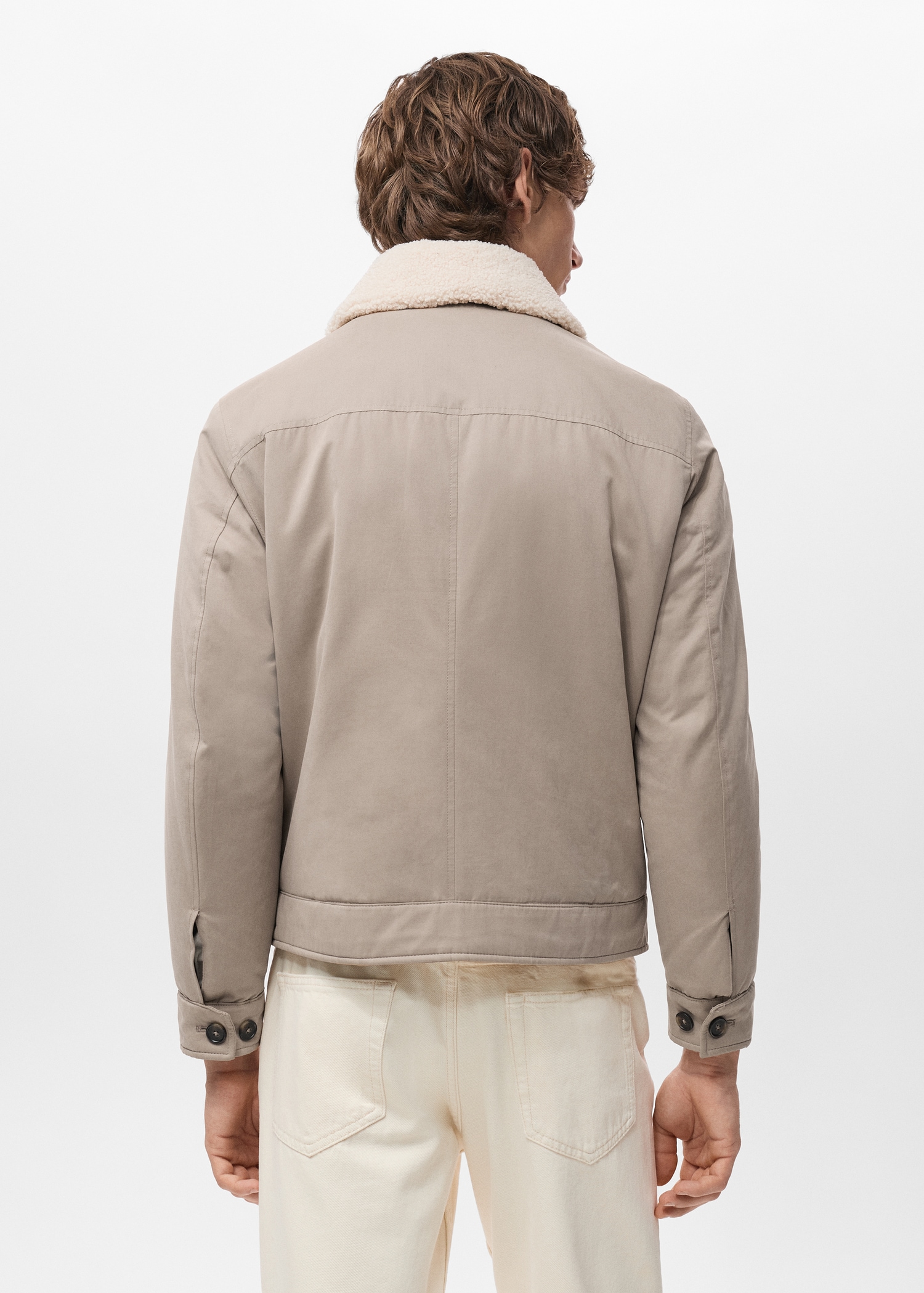 Quilted jacket with shearling-effect collar - Reverse of the article