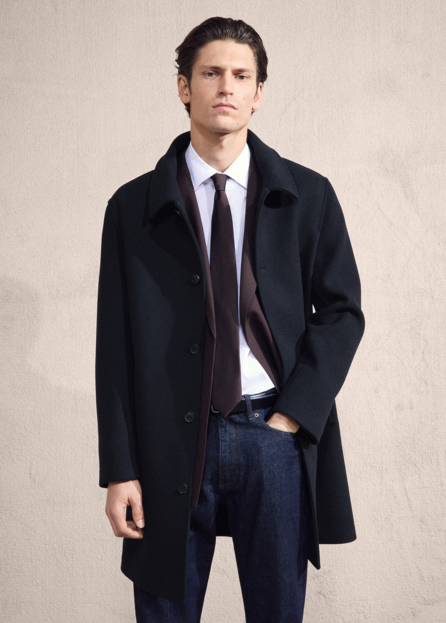 Wool coat with detachable inner collar - Details of the article 3