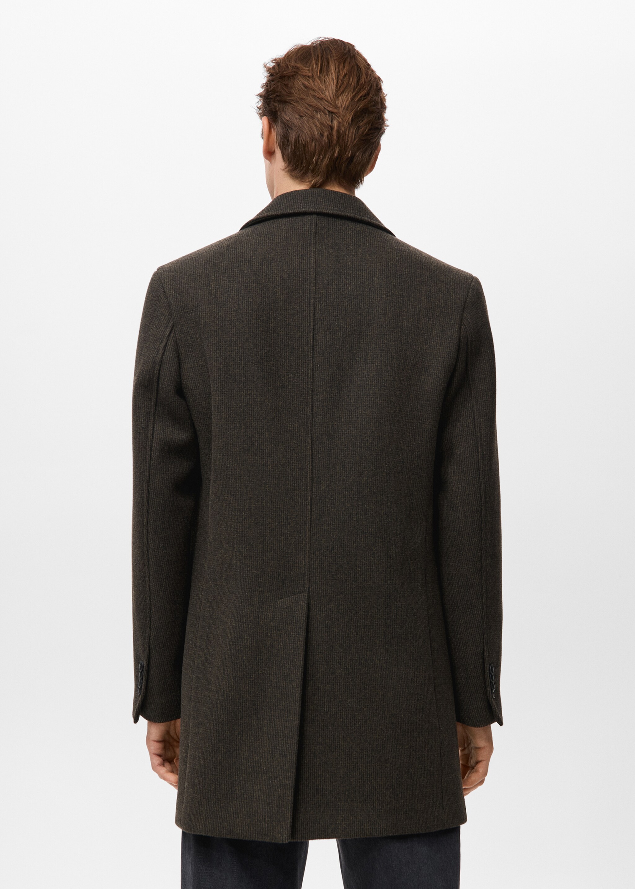 Lightweight recycled wool coat - Reverse of the article, Chocolate. Ref: 27041177-00.