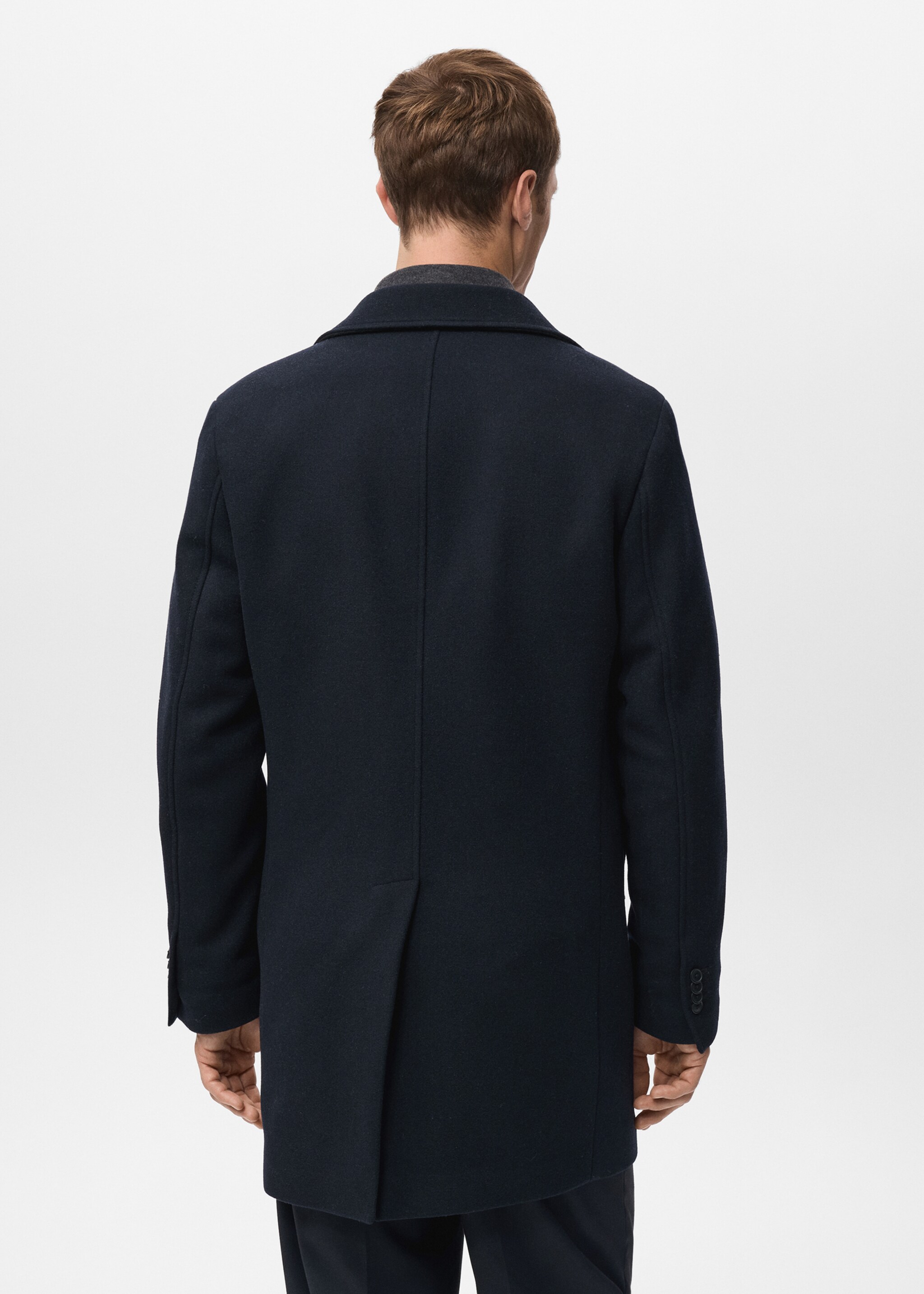Lightweight recycled wool coat - Reverse of the article, Navy. Ref: 27041177-00.