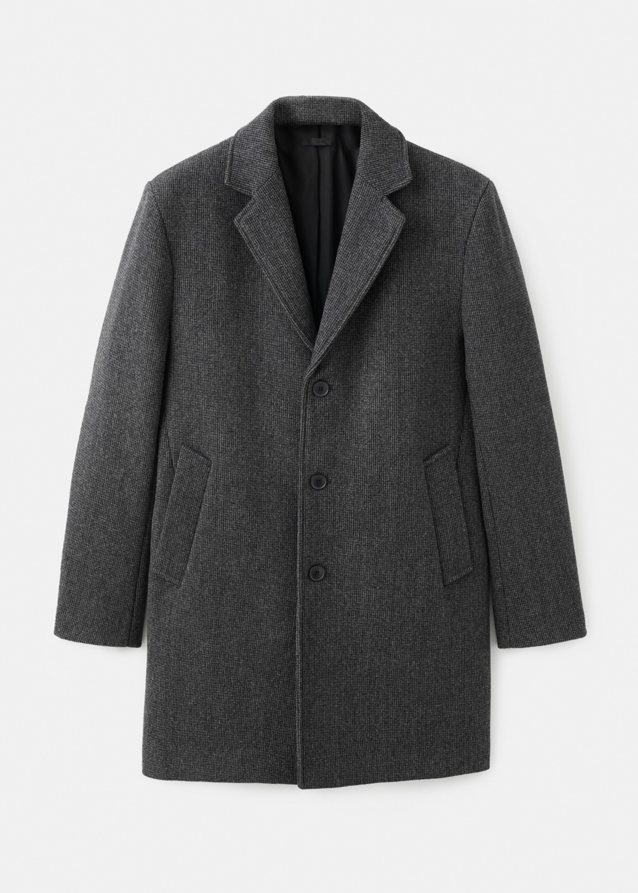 Lightweight recycled wool coat - Article without model, Dark Heather Grey. Ref: 27041177-00.
