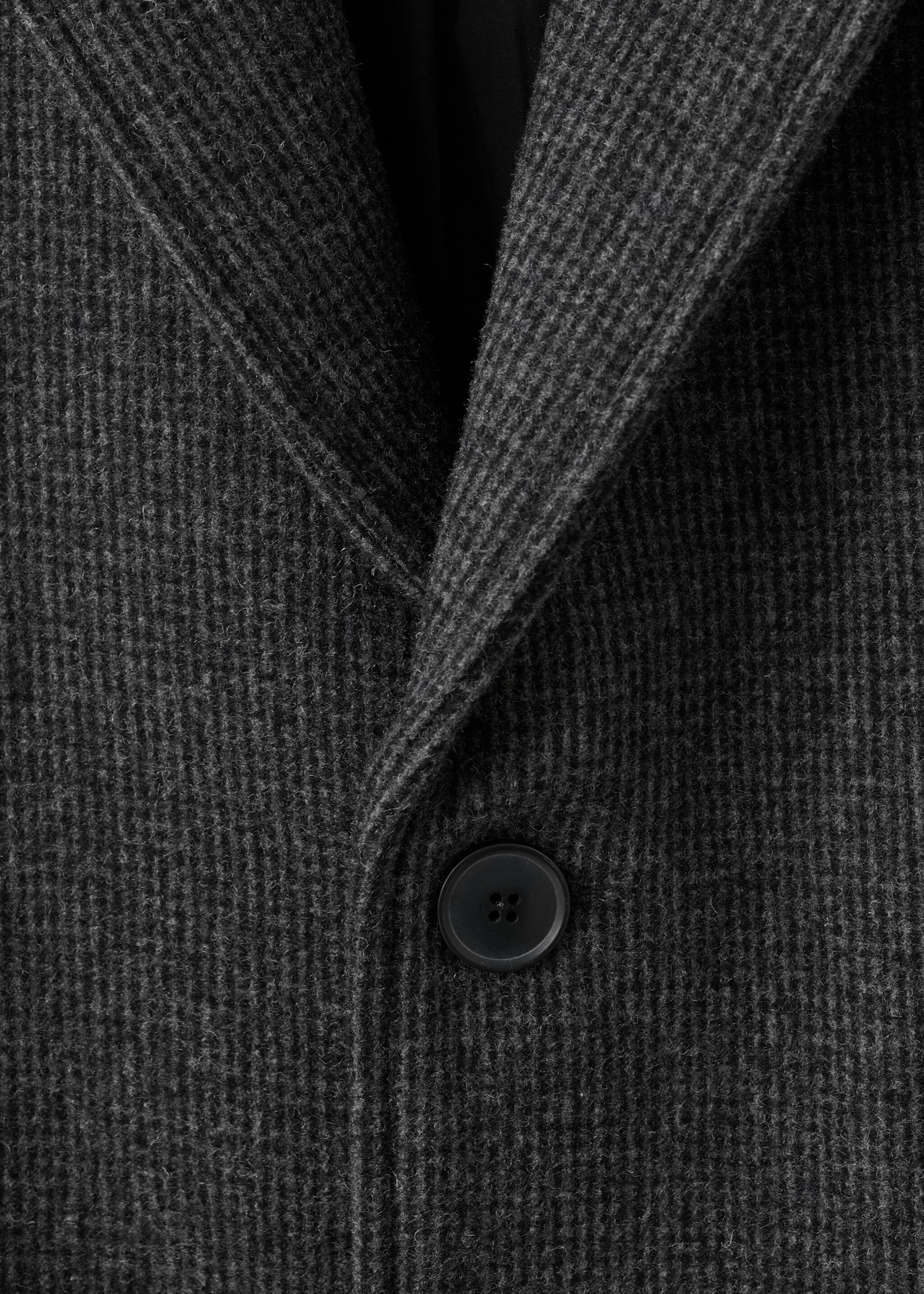 Lightweight recycled wool coat - Details of the article 8, Dark Heather Grey. Ref: 27041177-00.