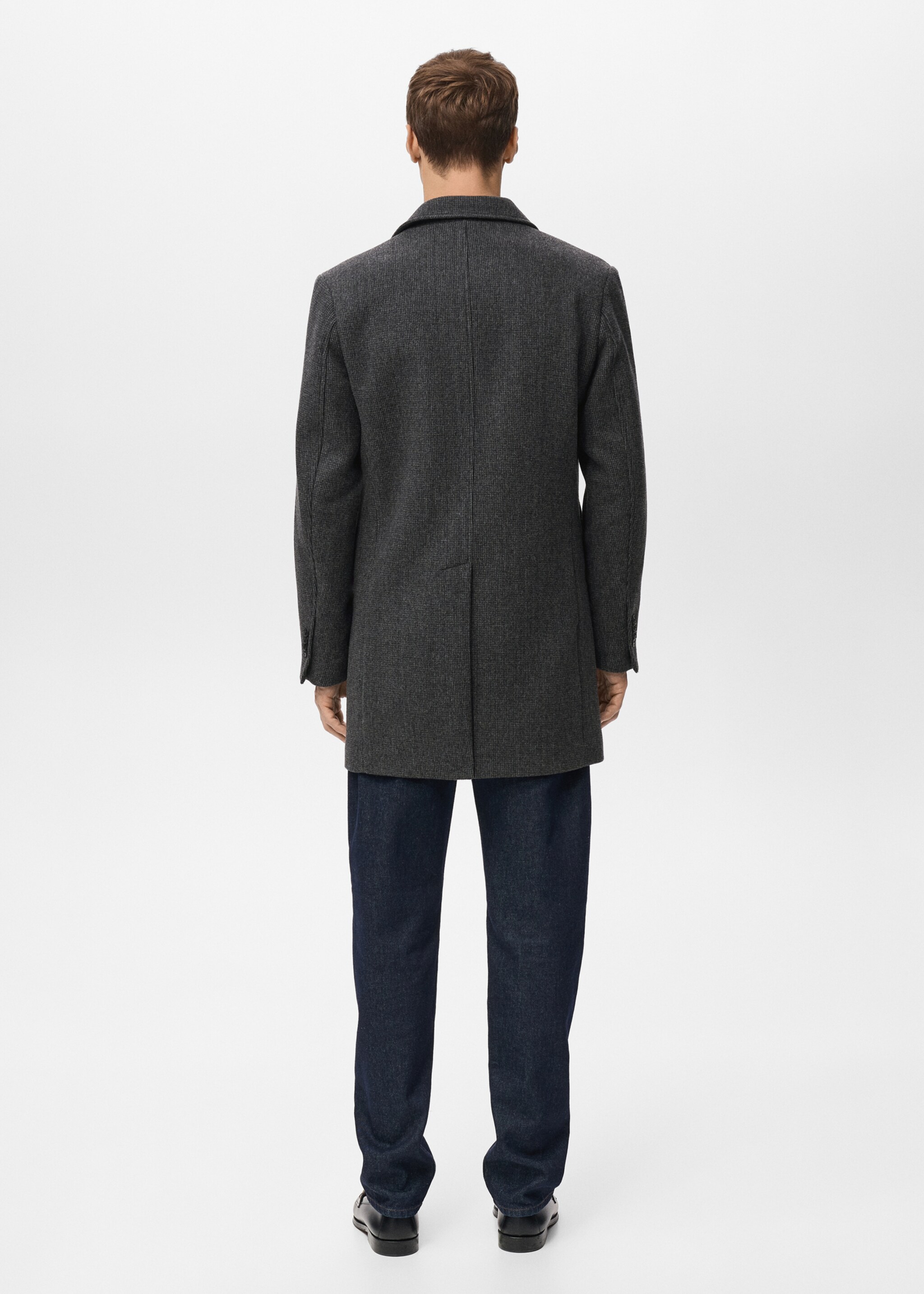 Lightweight recycled wool coat - Reverse of the article, Dark Heather Grey. Ref: 27041177-00.