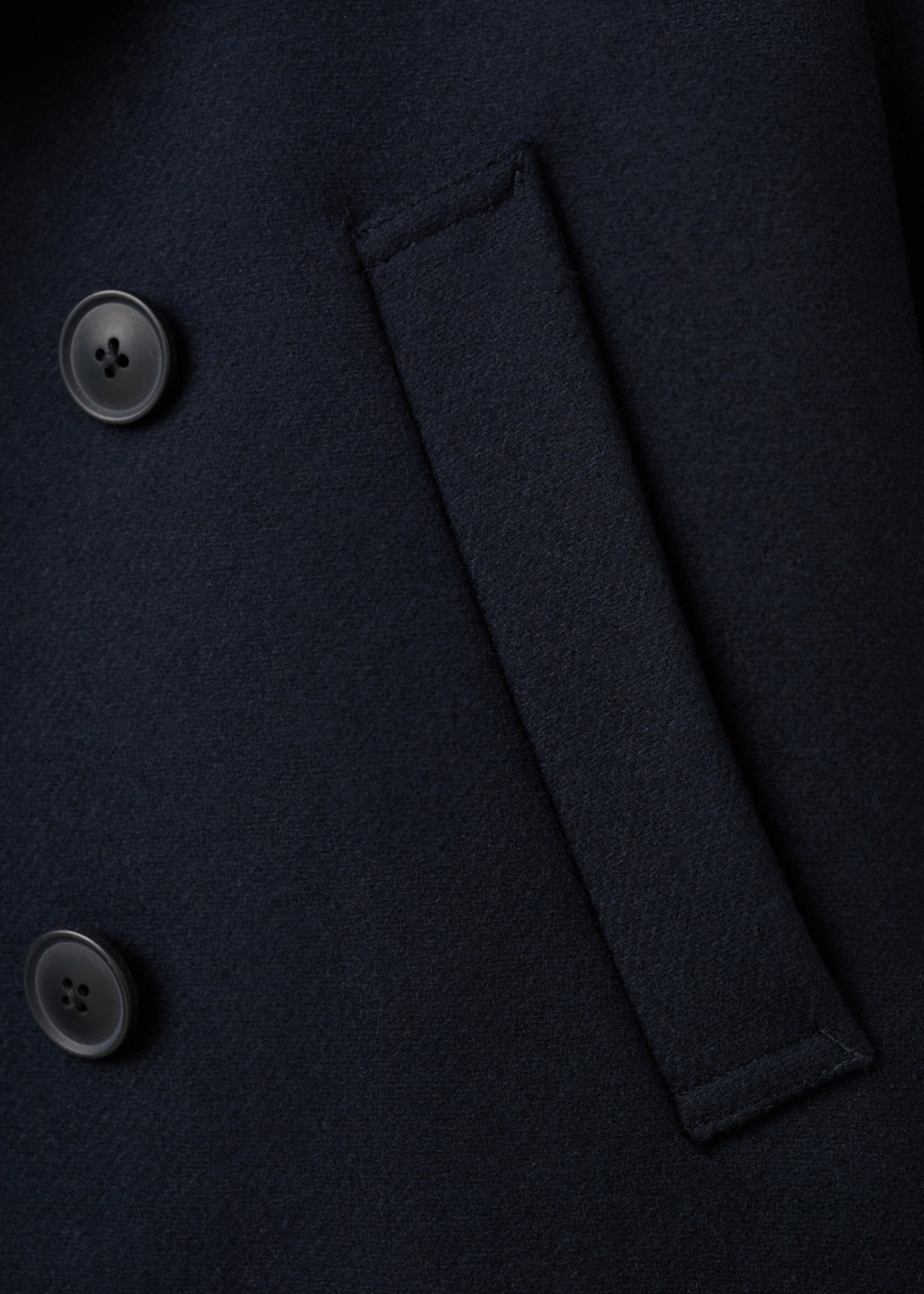 Short Double-Breasted Wool Coat - Details of the article 0, Navy. Ref: 27041178-00.