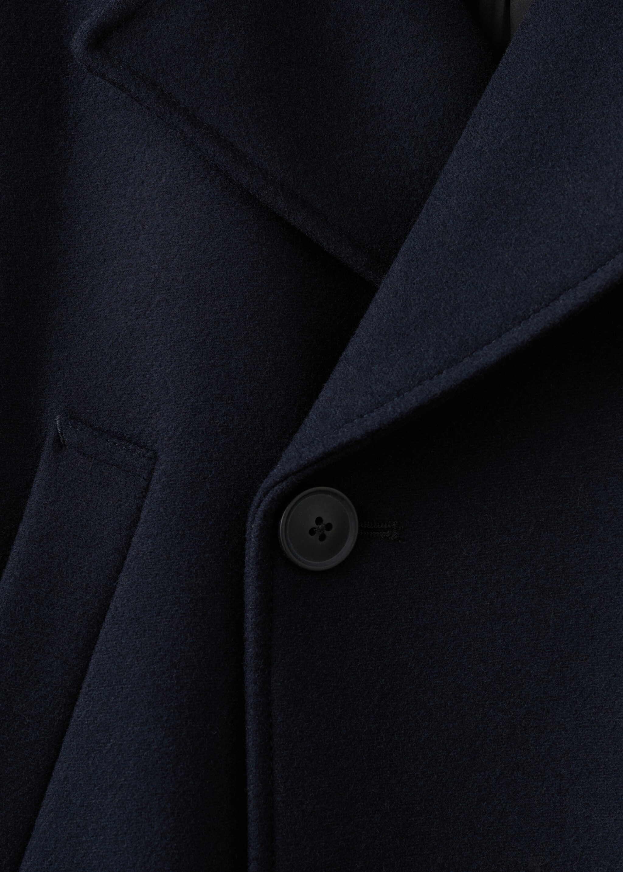 Short Double-Breasted Wool Coat - Details of the article 8, Navy. Ref: 27041178-00.
