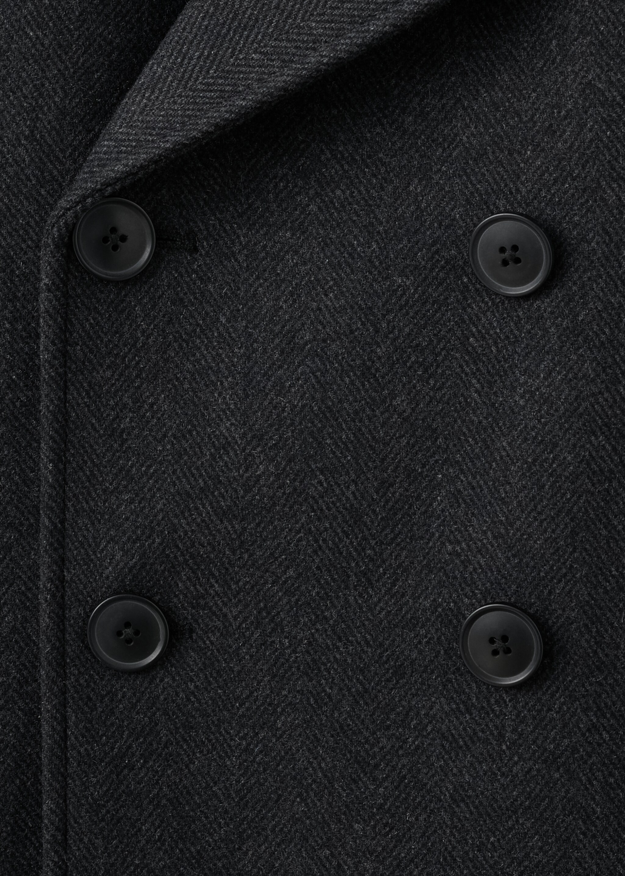 Short Double-Breasted Wool Coat - Details of the article 0, Medium Heather Grey. Ref: 27041178-00.