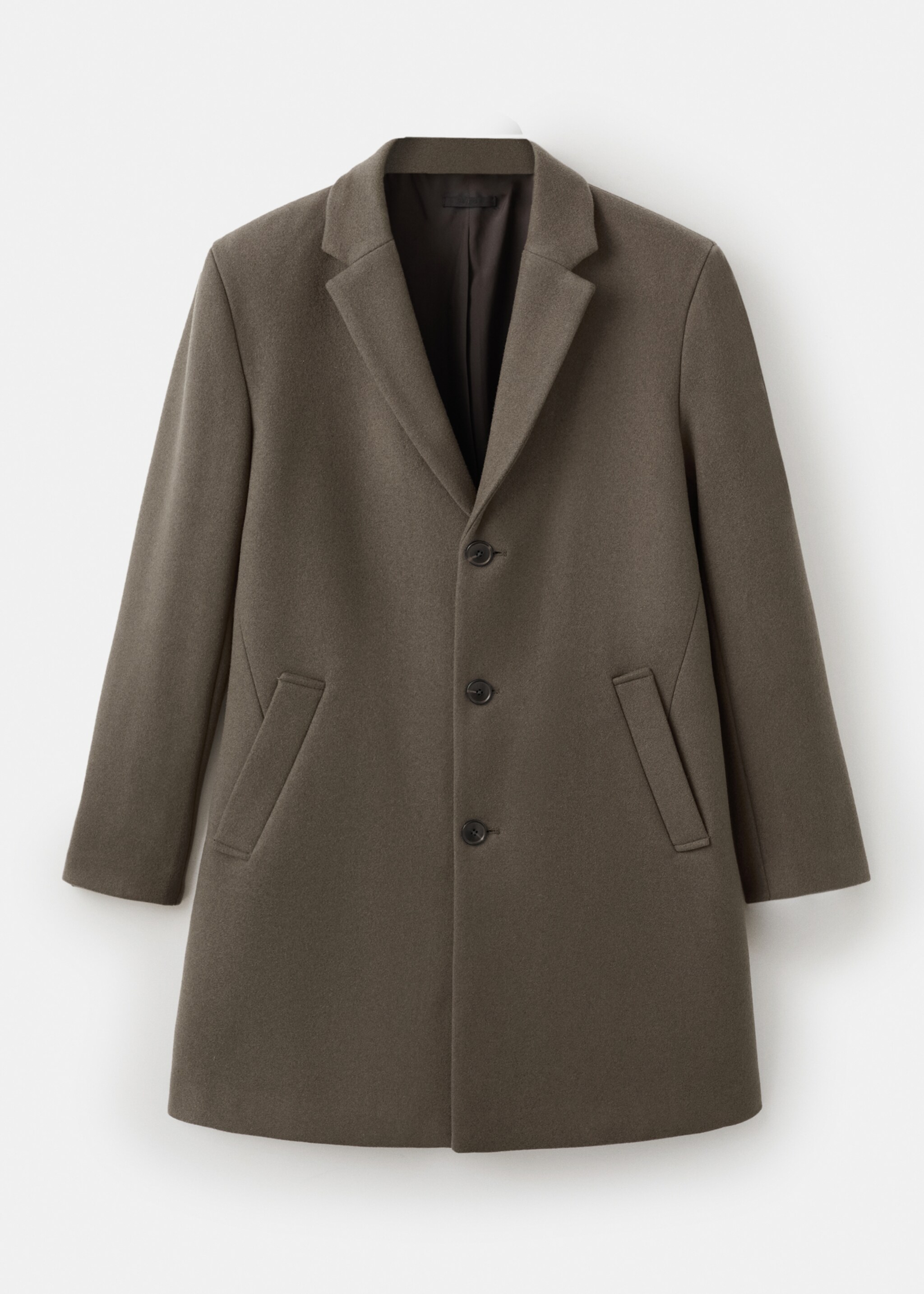 Wool Coat with Detachable Inner Collar - Details of the article 8, Medium Brown. Ref: 27041179-00.