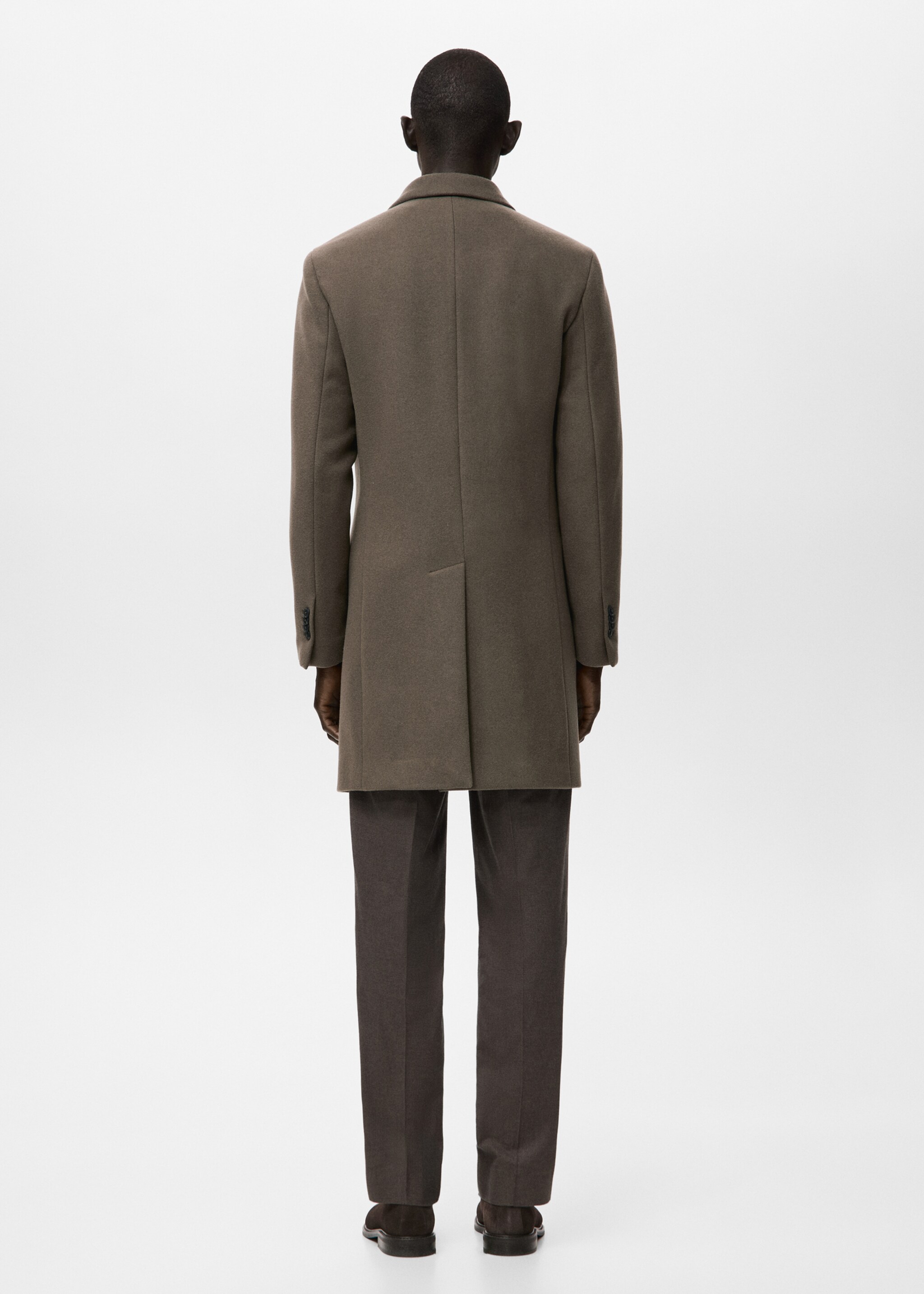 Wool Coat with Detachable Inner Collar - Reverse of the article, Medium Brown. Ref: 27041179-00.