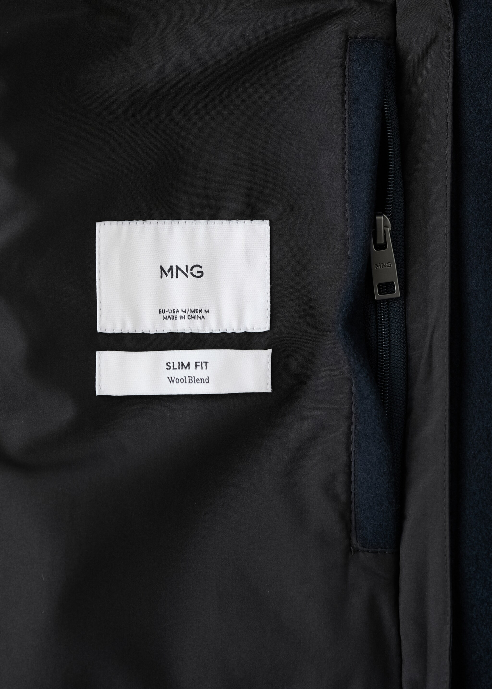 Wool Coat with Detachable Inner Collar - Details of the article 0, Navy. Ref: 27041179-00.