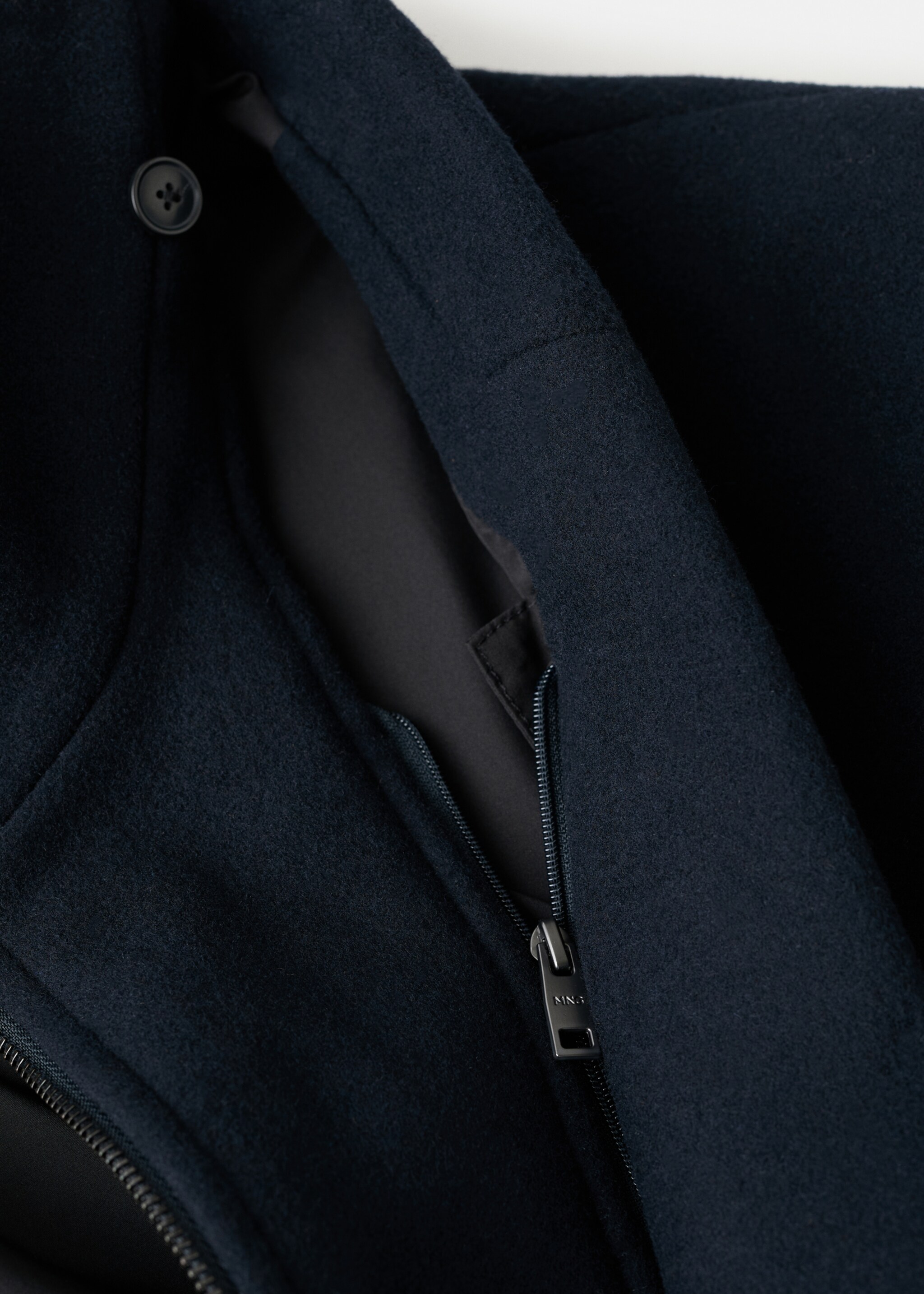 Wool Coat with Detachable Inner Collar - Details of the article 8, Navy. Ref: 27041179-00.