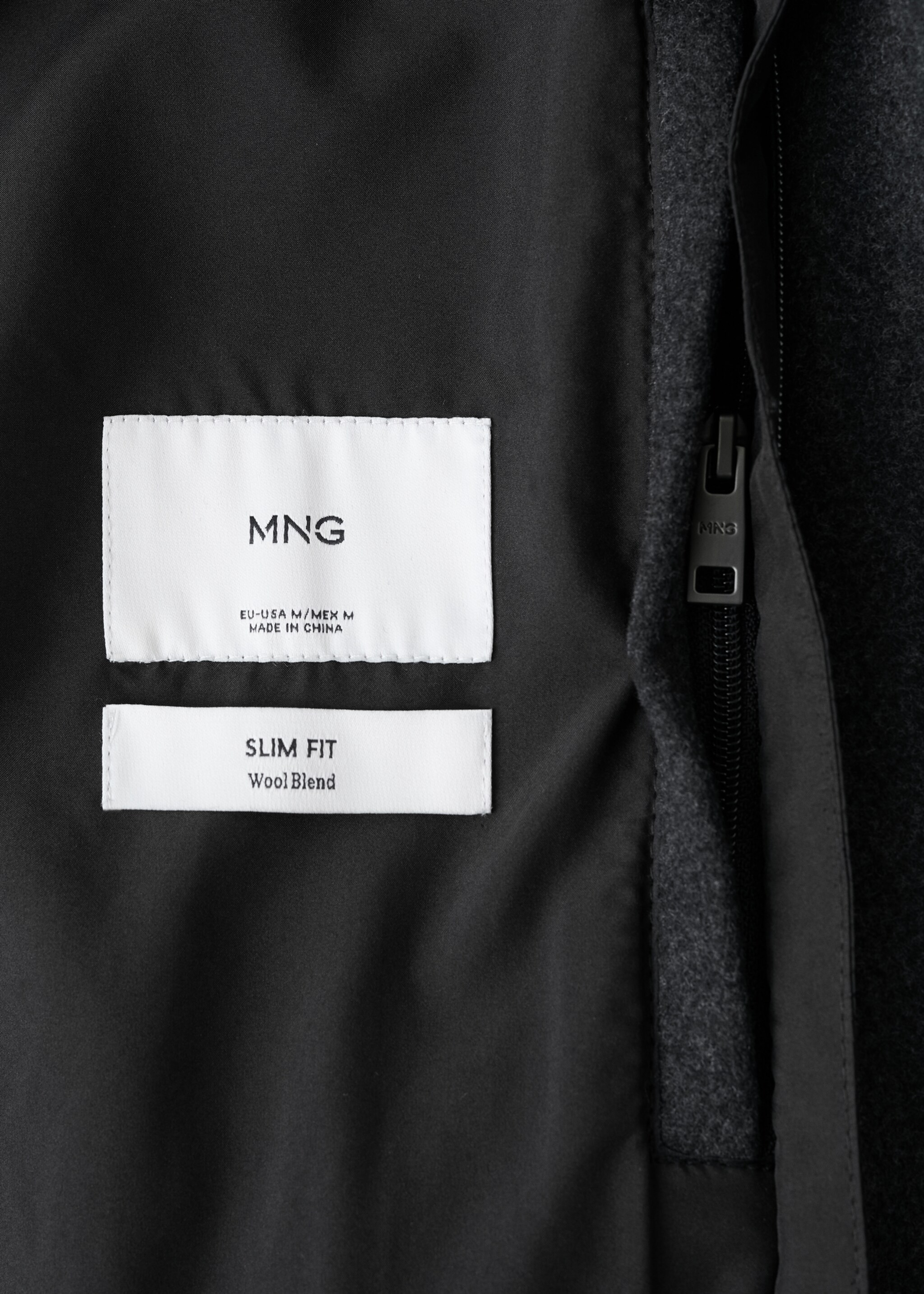 Wool Coat with Detachable Inner Collar - Details of the article 0, Dark Heather Grey. Ref: 27041179-00.