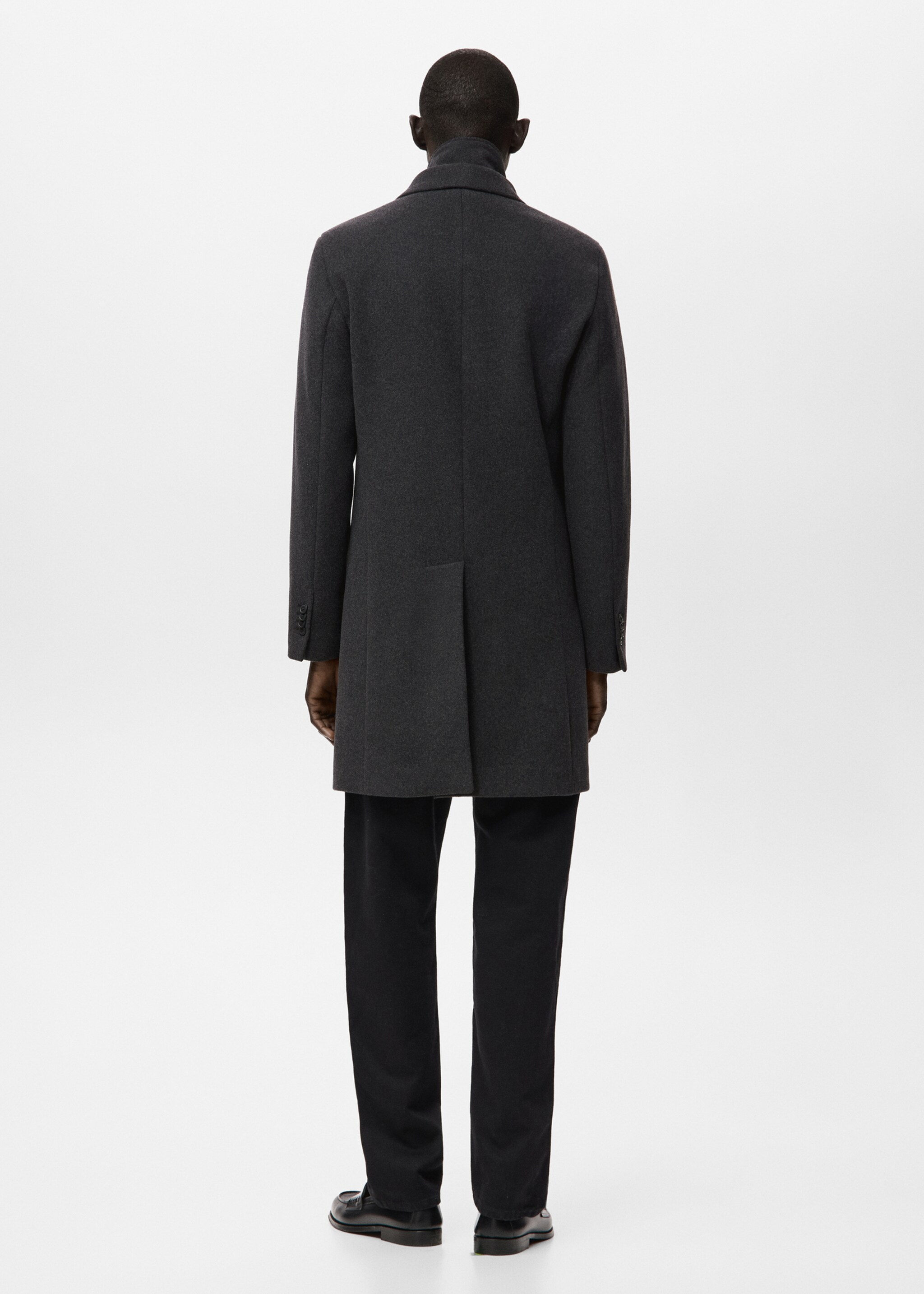Wool Coat with Detachable Inner Collar - Reverse of the article, Dark Heather Grey. Ref: 27041179-00.