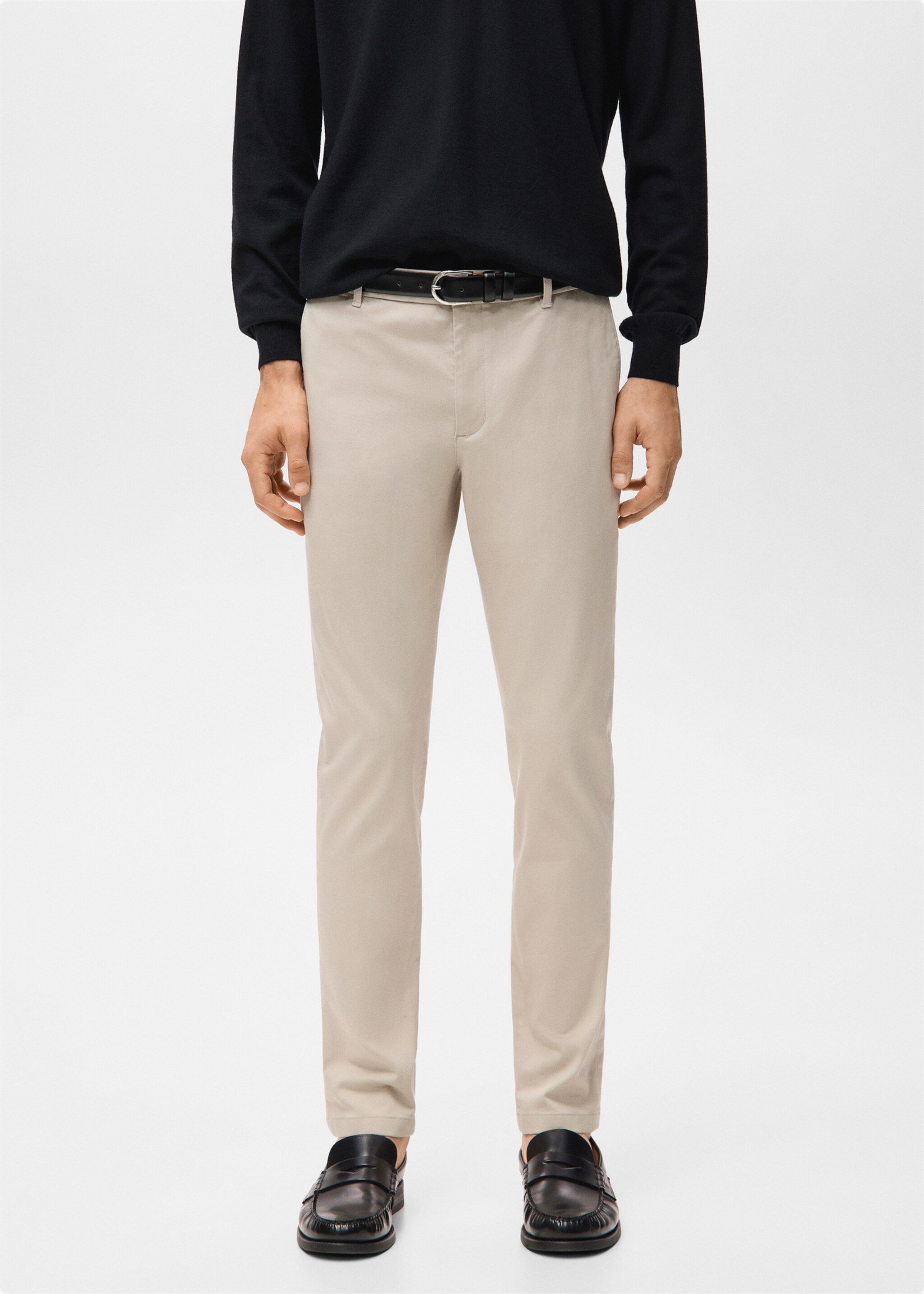 Barna slim-fit twill chino trousers - Medium plane, Sand. Ref: 27041187-00.