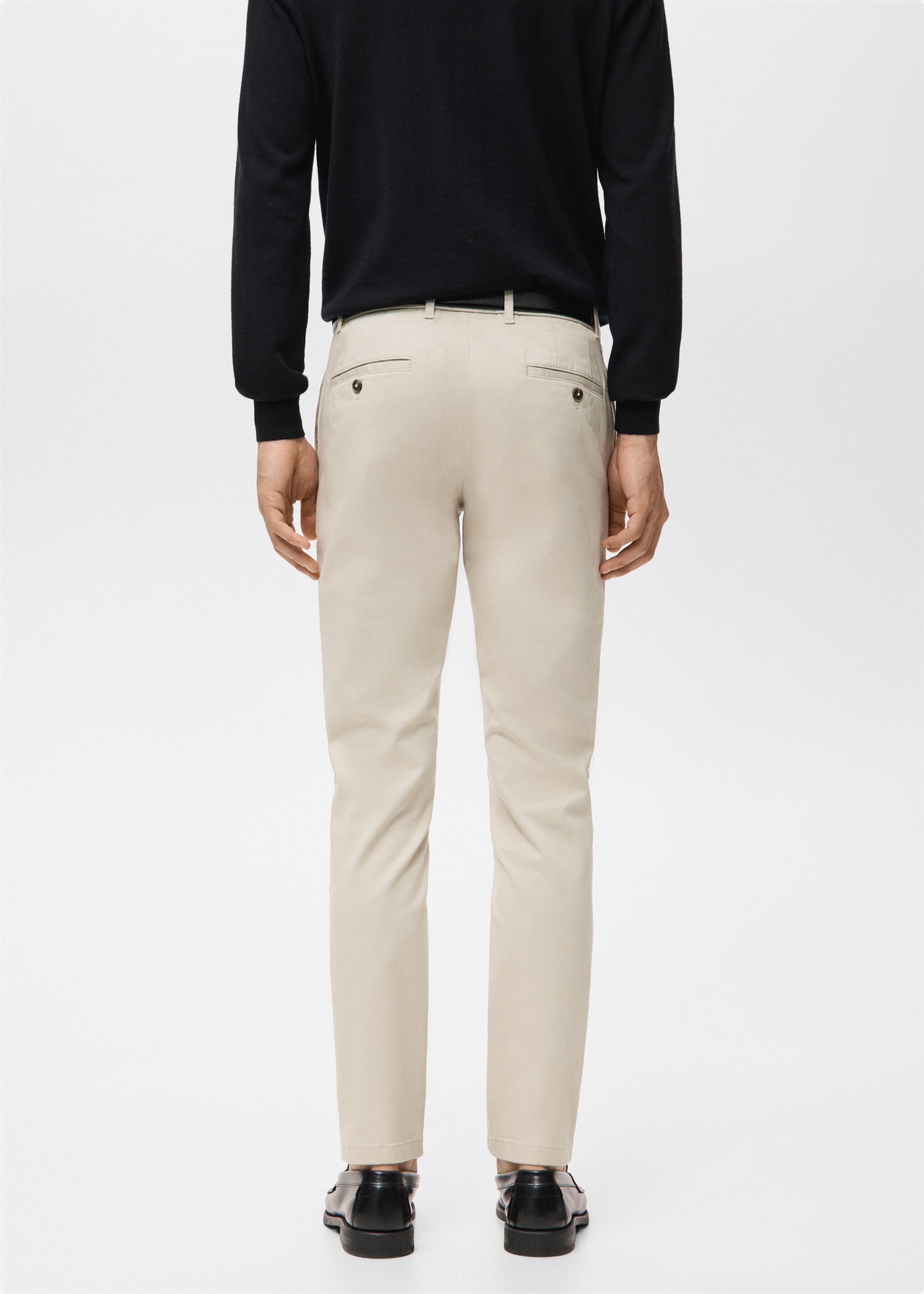 Barna slim-fit twill chino trousers - Reverse of the article, Sand. Ref: 27041187-00.