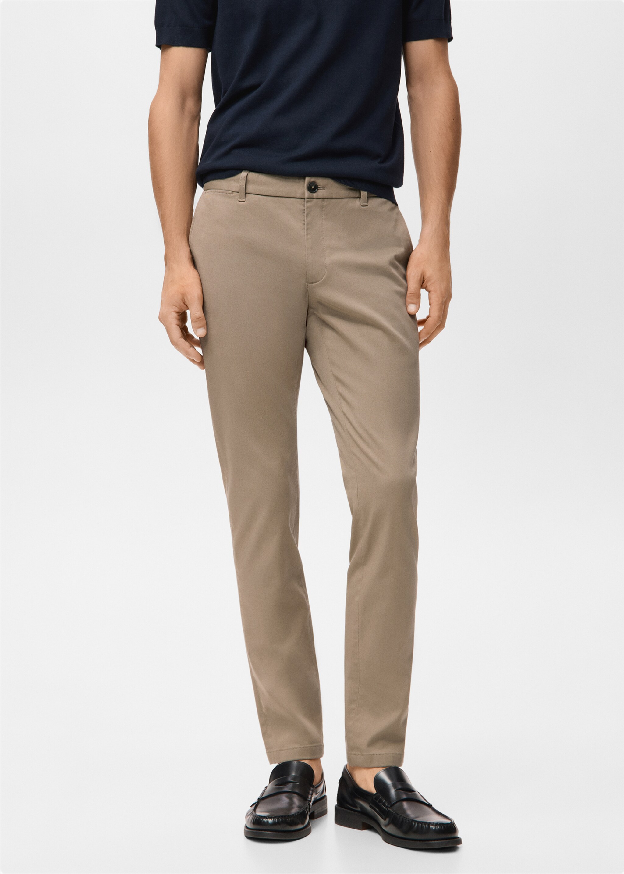 Barna slim-fit twill chino trousers - Medium plane, Beige. Ref: 27041187-00.