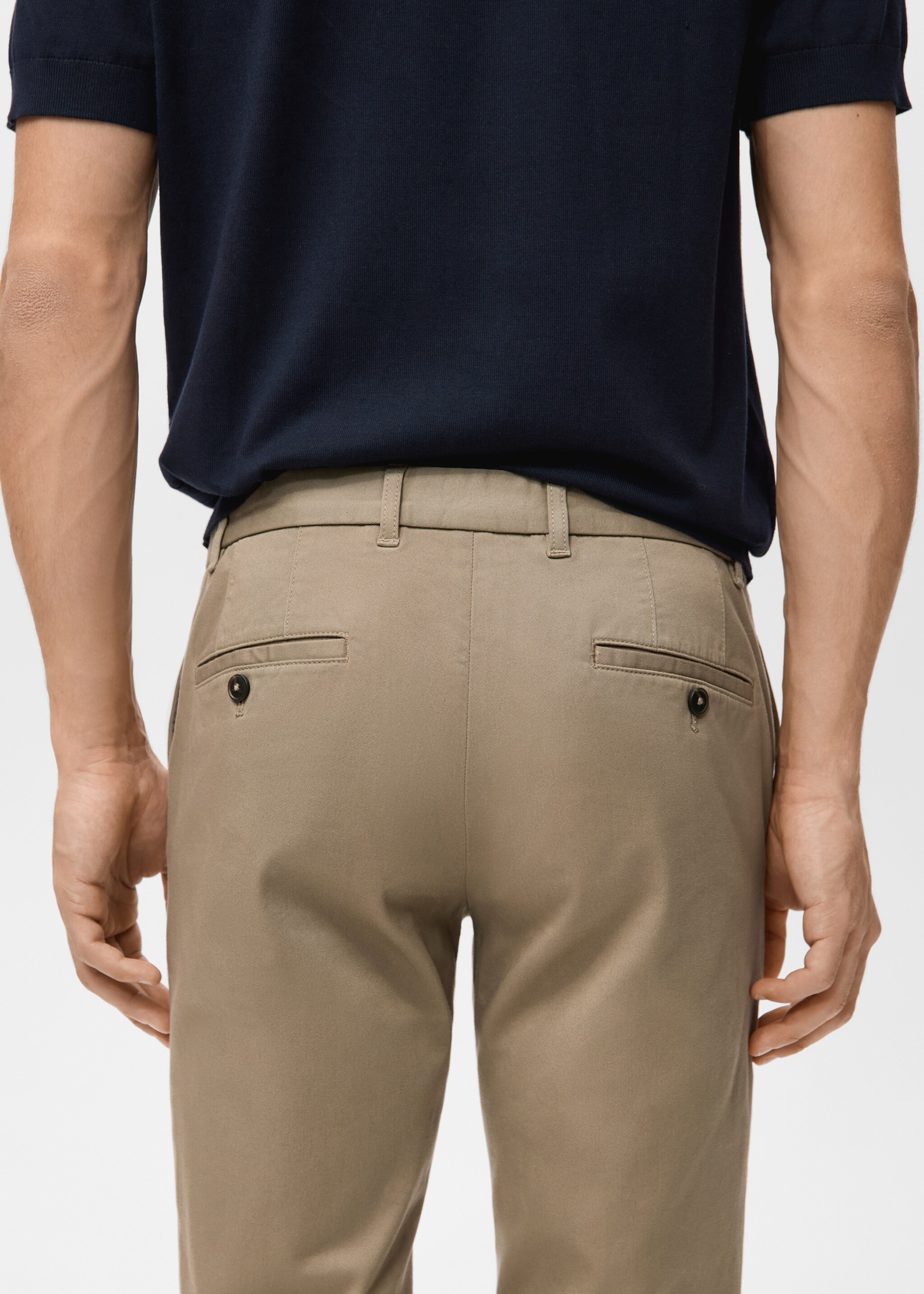 Barna slim-fit twill chino trousers - Details of the article 6, Beige. Ref: 27041187-00.