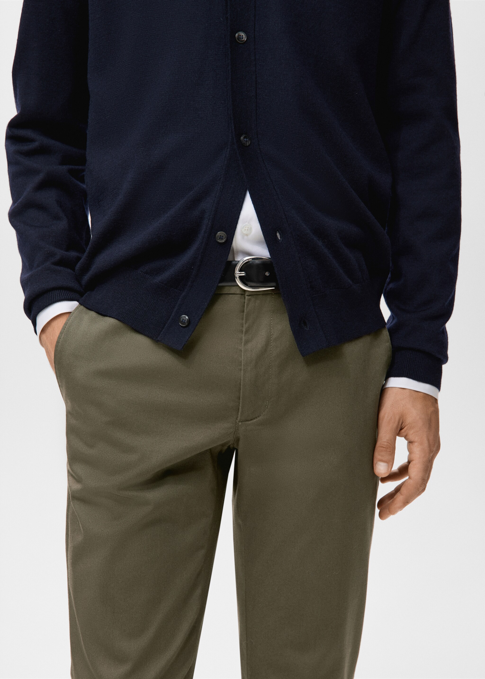 Barna slim-fit twill chino trousers - Details of the article 1, Khaki. Ref: 27041187-00.