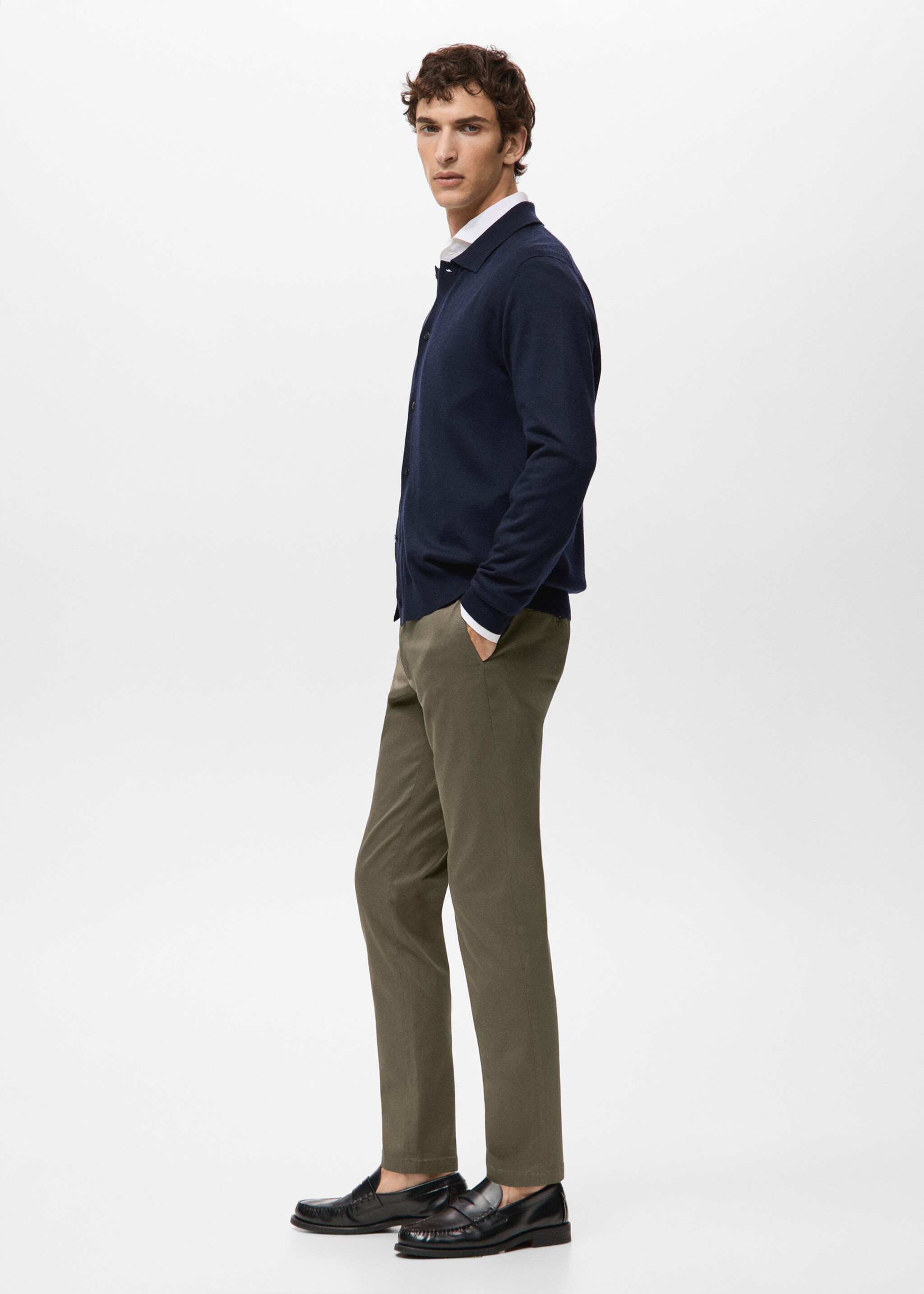 Barna slim-fit twill chino trousers - Details of the article 2, Khaki. Ref: 27041187-00.