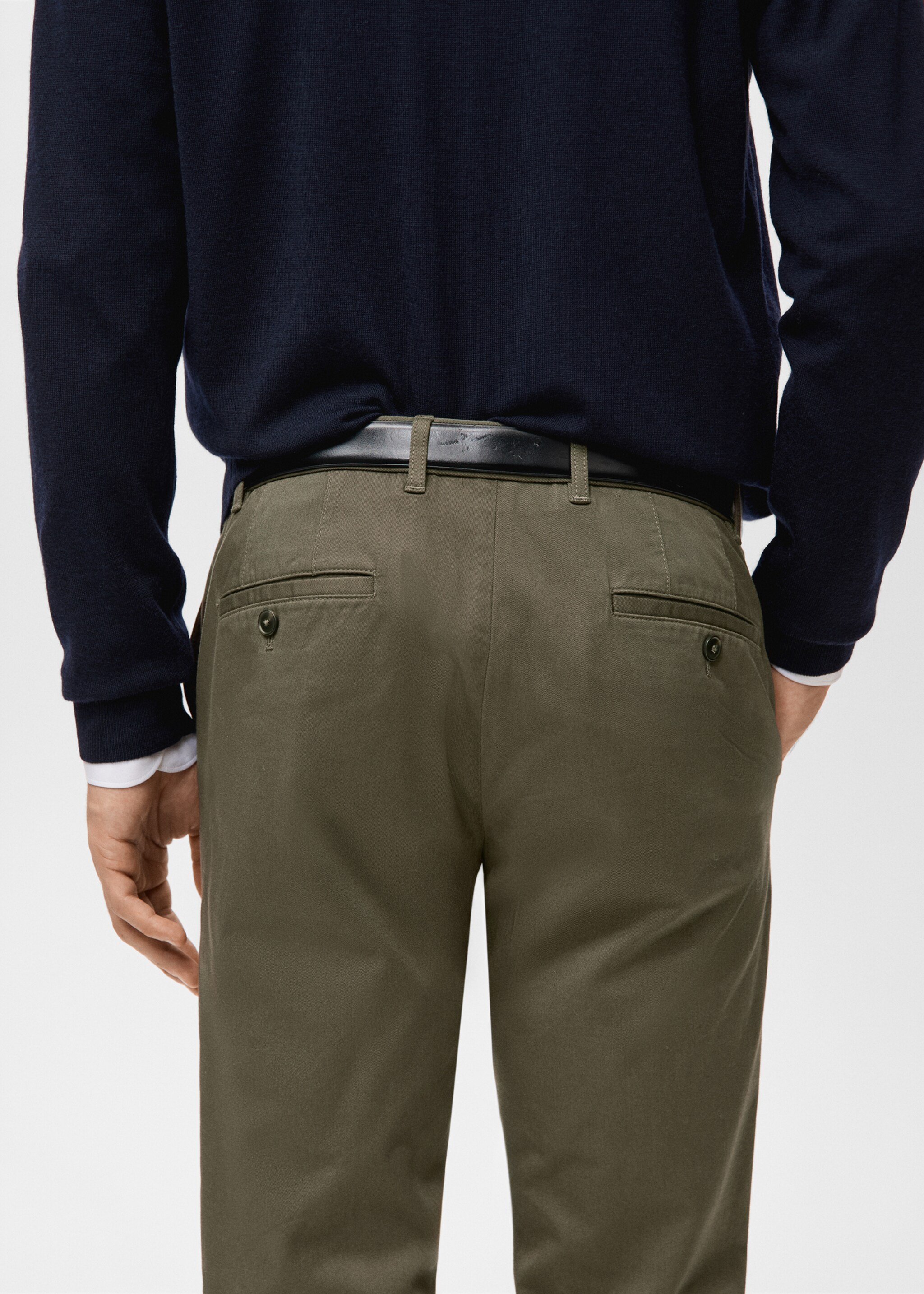 Barna slim-fit twill chino trousers - Details of the article 6, Khaki. Ref: 27041187-00.