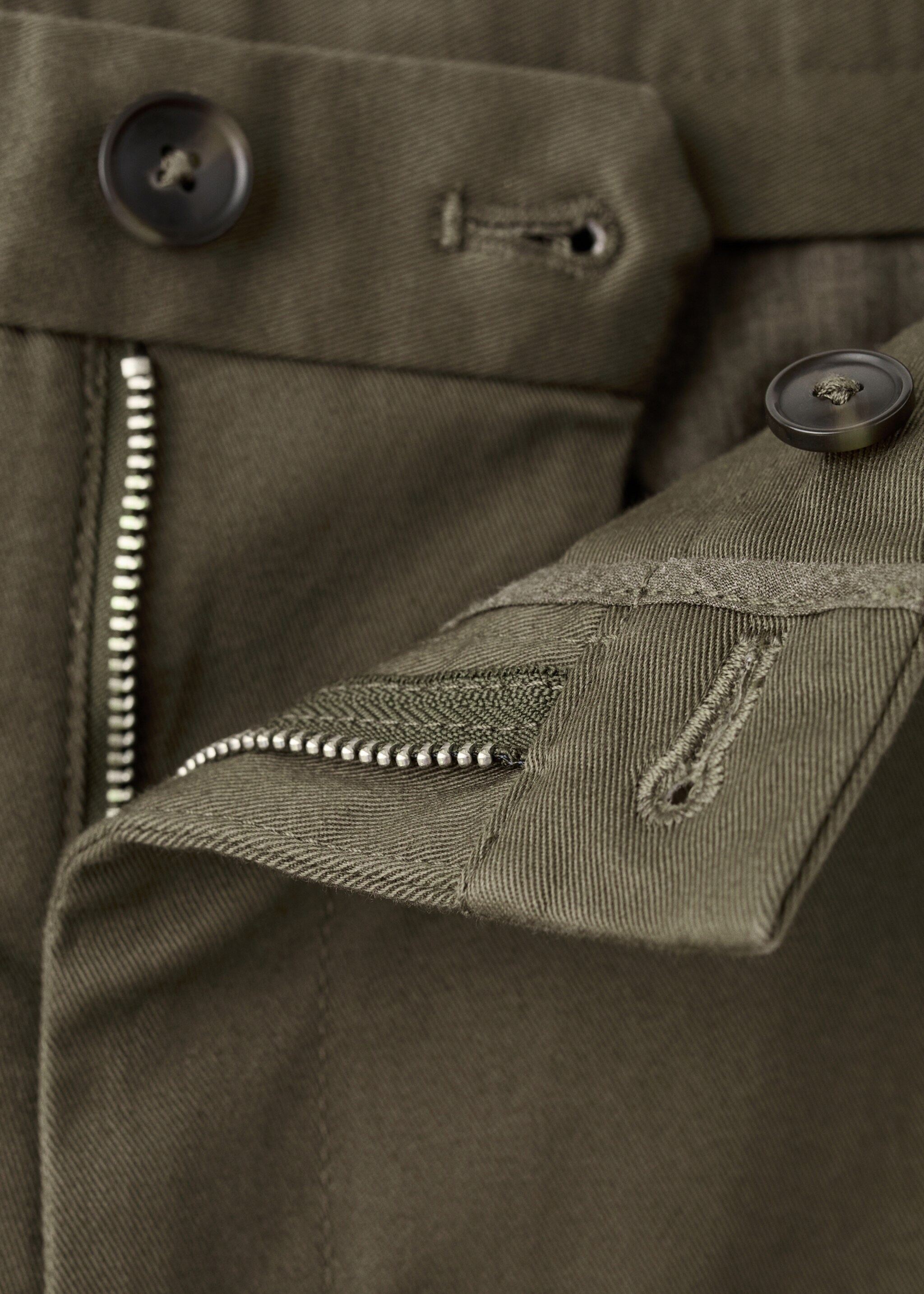 Barna slim-fit twill chino trousers - Details of the article 8, Khaki. Ref: 27041187-00.