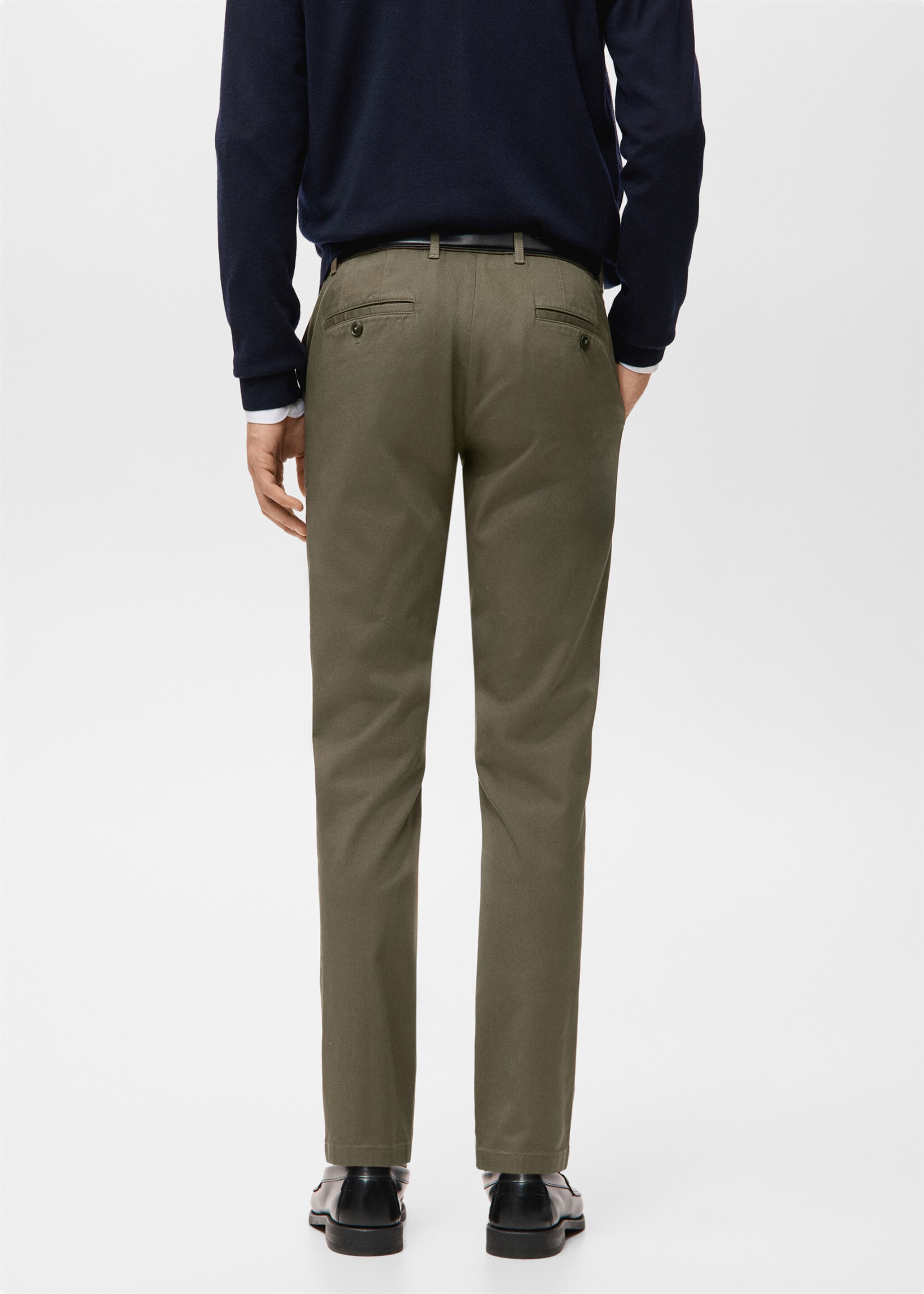 Barna slim-fit twill chino trousers - Reverse of the article, Khaki. Ref: 27041187-00.