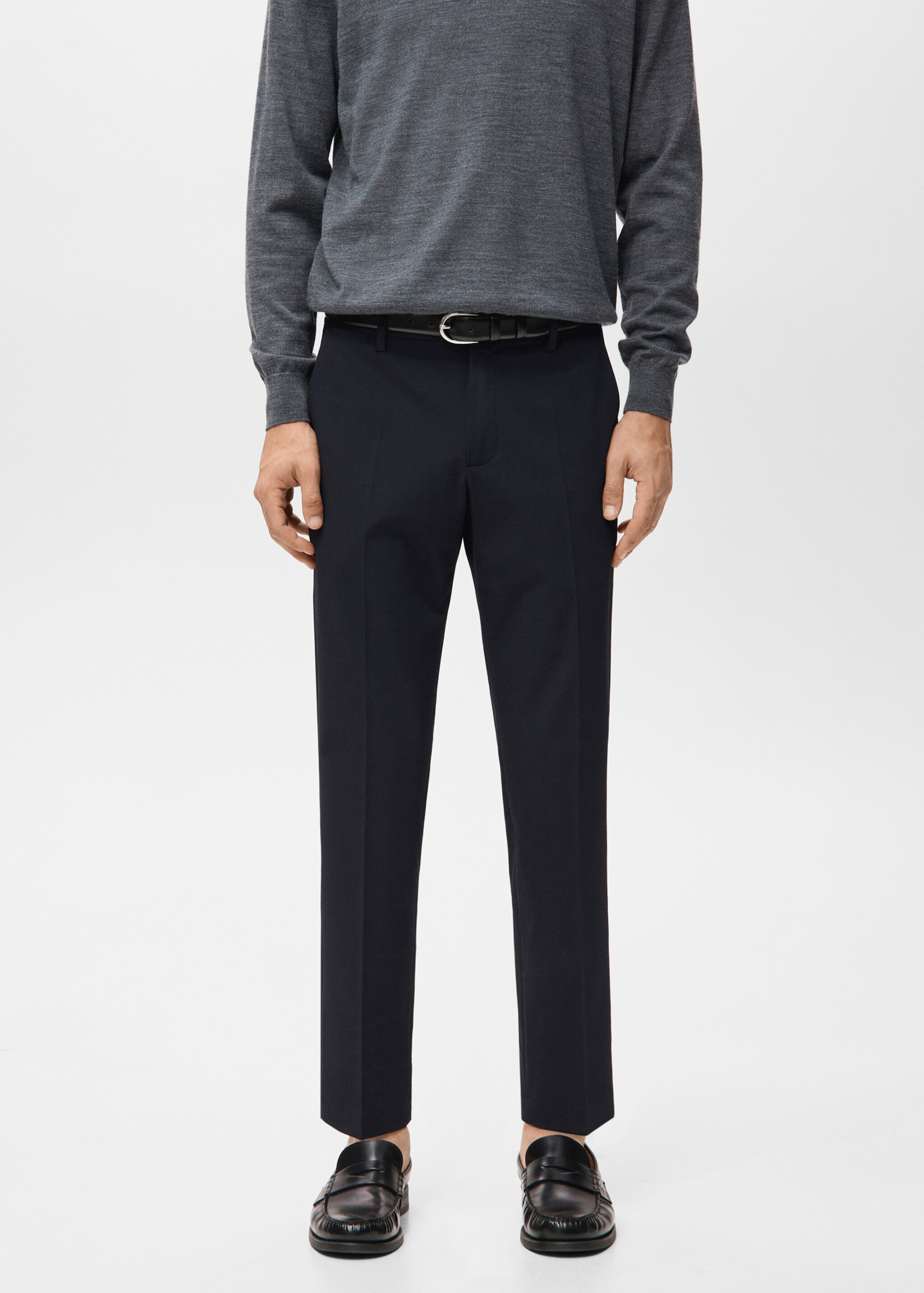 Barna slim-fit twill chino trousers - Medium plane, Navy. Ref: 27041187-00.