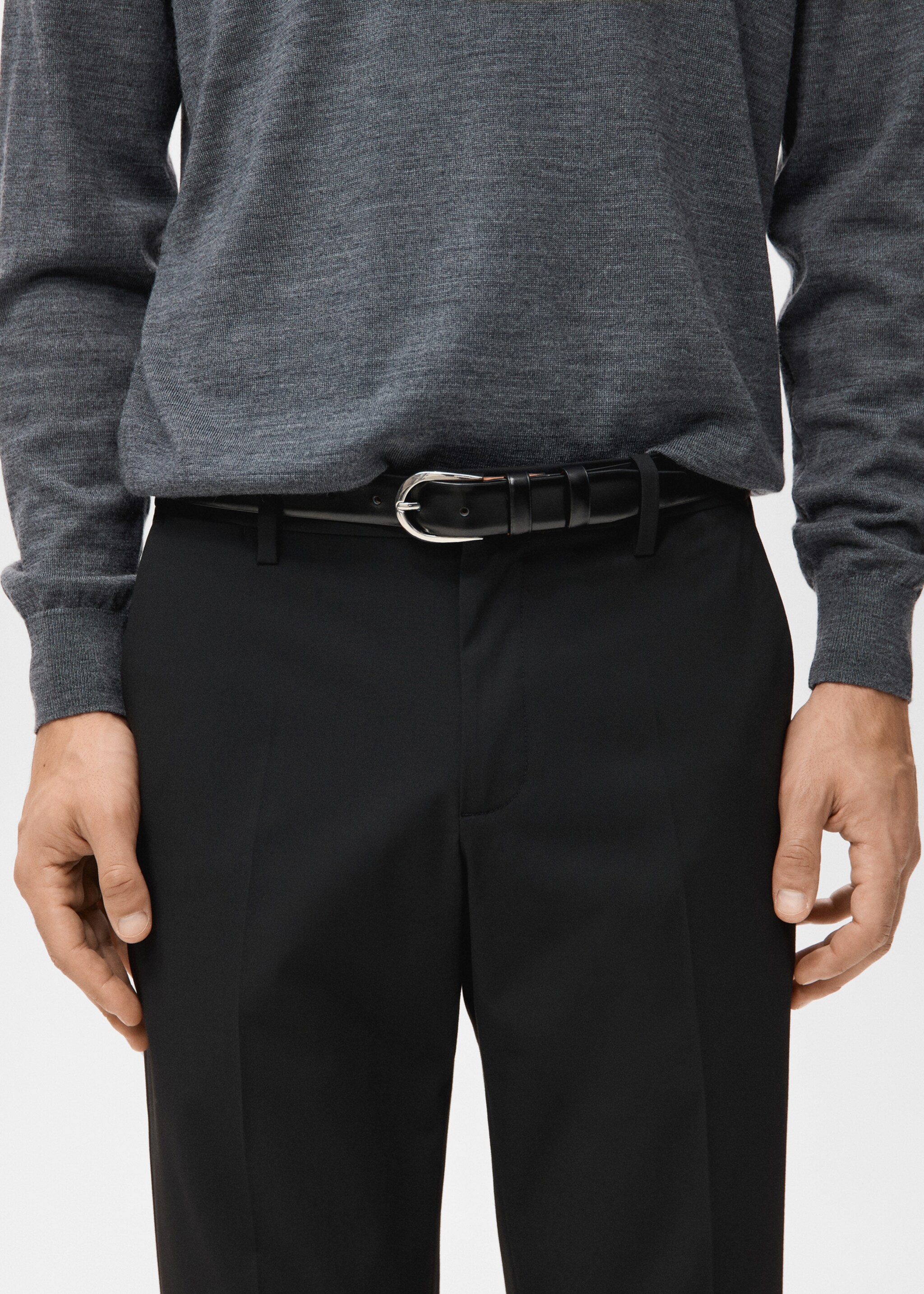 Barna slim-fit twill chino trousers - Details of the article 1, Navy. Ref: 27041187-00.