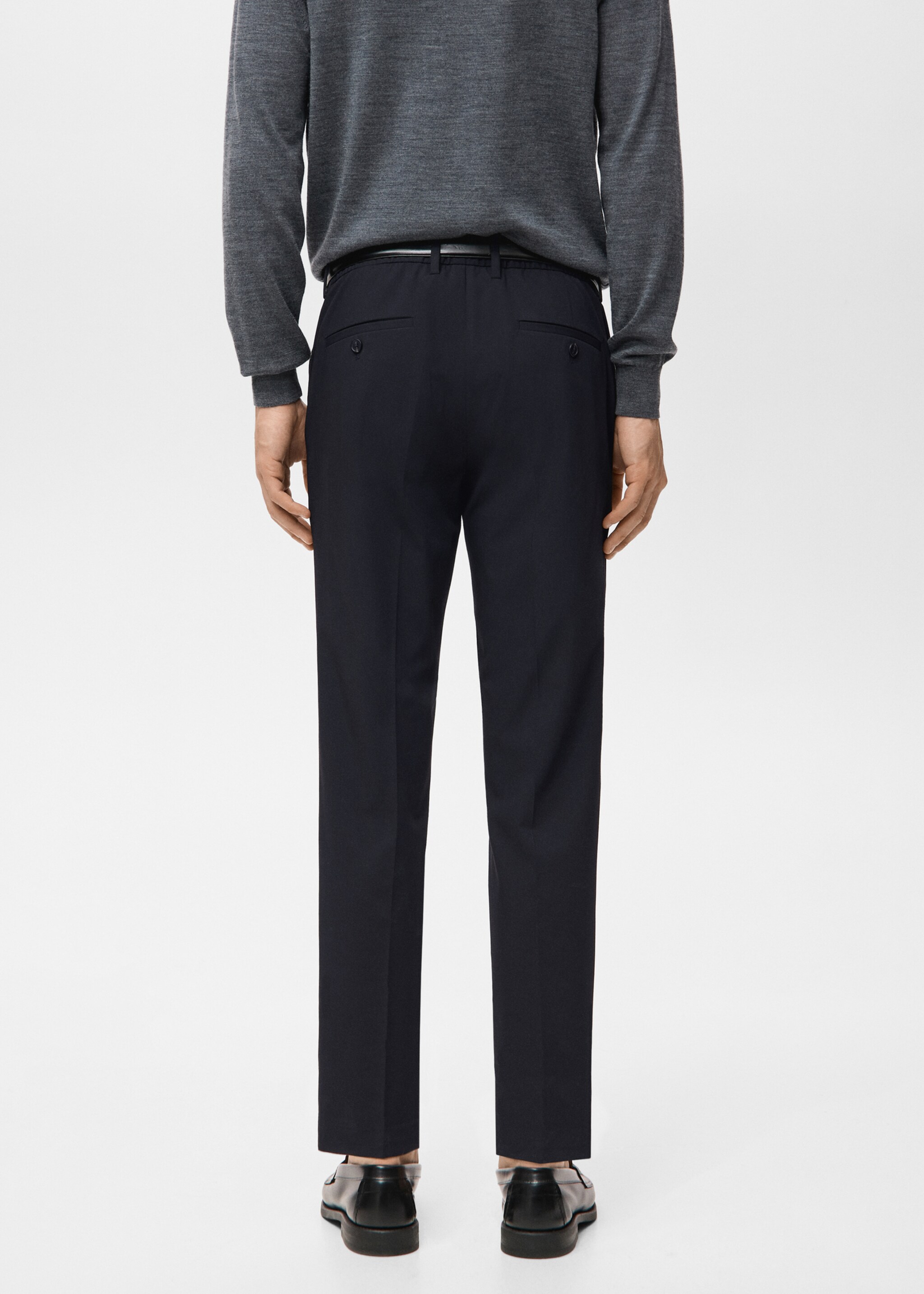 Barna slim-fit twill chino trousers - Reverse of the article, Navy. Ref: 27041187-00.