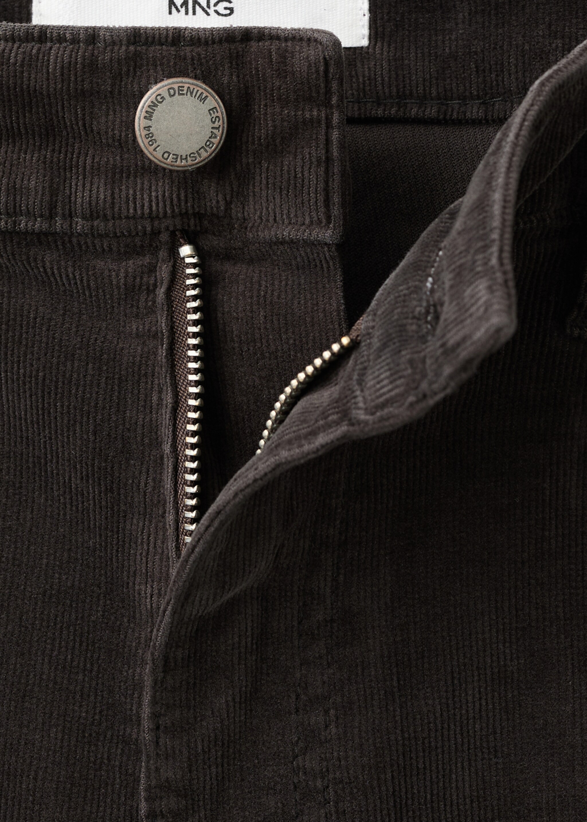 Corduroy flared jeans - Detail van het artikel 8, Chocoladebruin. Ref: 27041188-00.