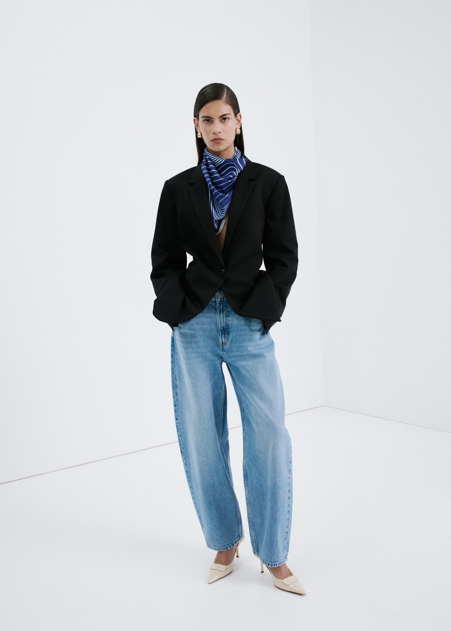 Satin check-print scarf - Details of the article 9