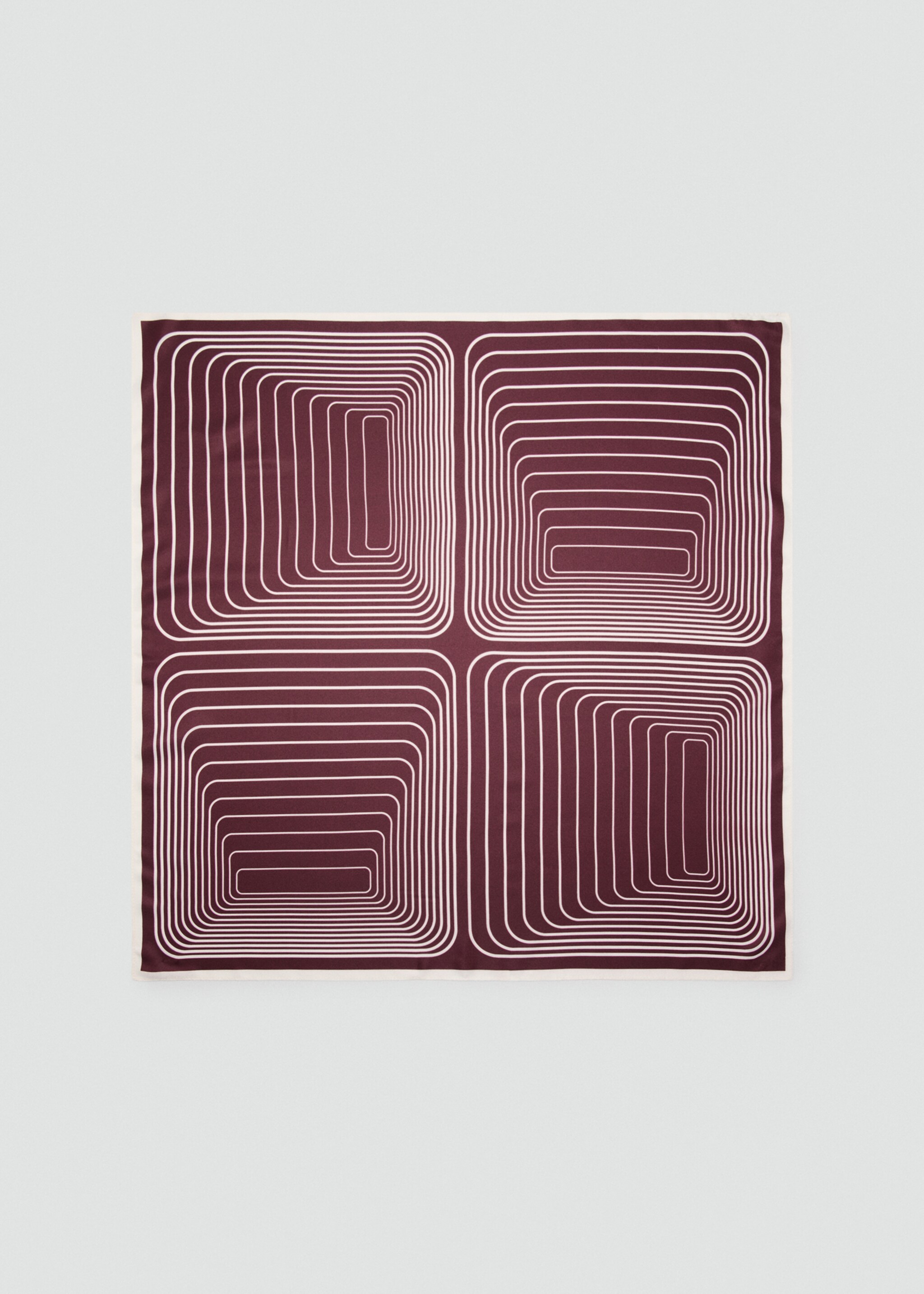 Satin check-print scarf - Article without model, Burgundy. Ref: 27041198-00.