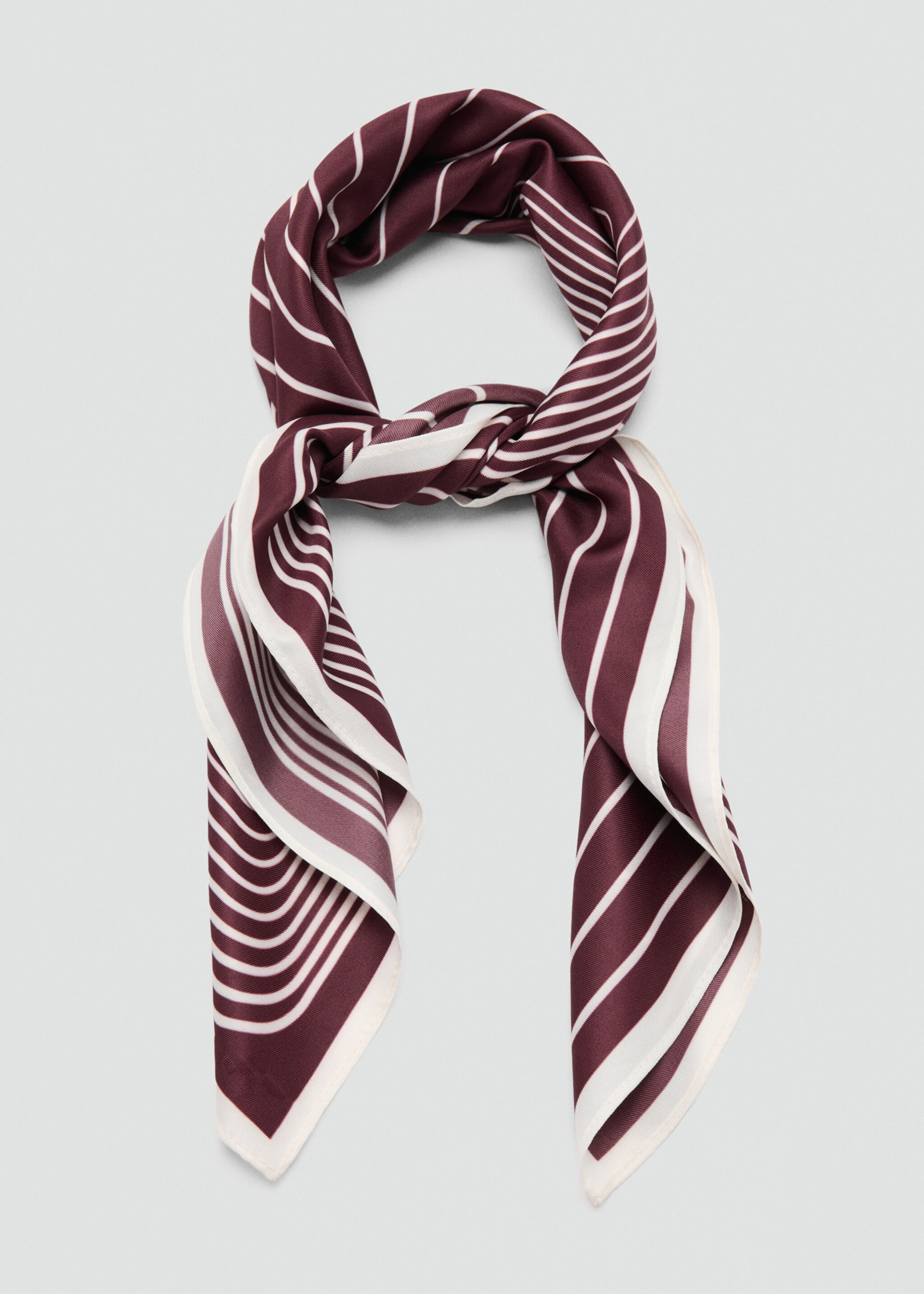 Satin check-print scarf - Details of the article 1, Burgundy. Ref: 27041198-00.