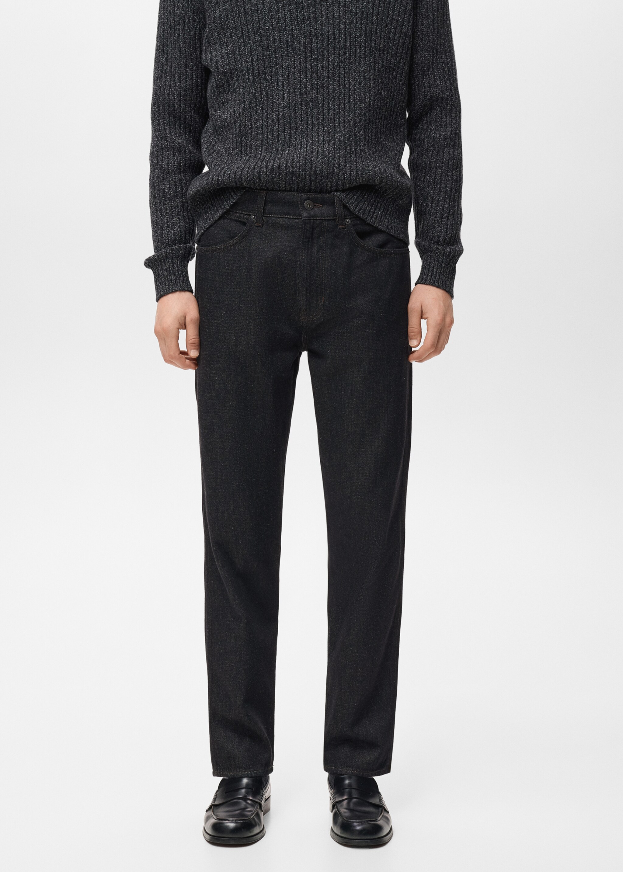 Regular-Fit-Baumwollhose - Mittlere Ansicht, Black denim. Ref: 27041200-00.