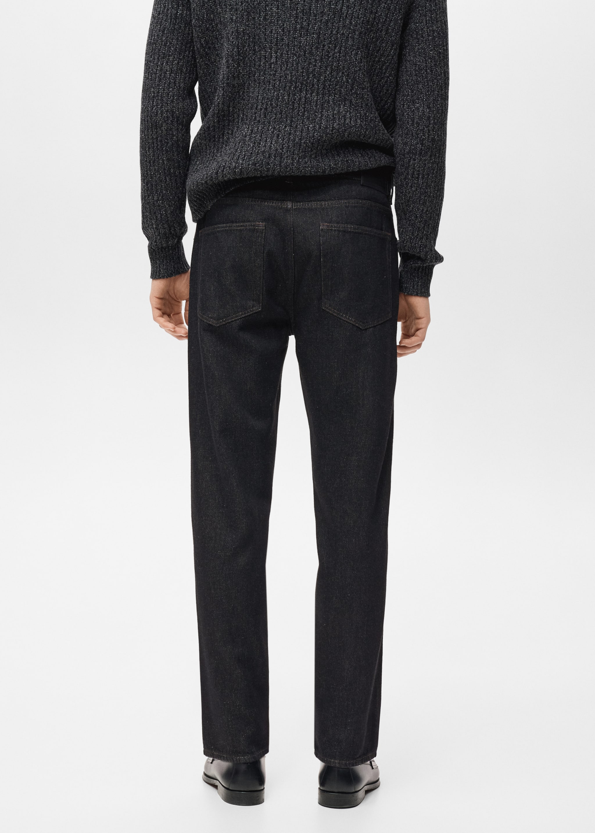 Regular-Fit-Baumwollhose - Rückseite des Artikels, Black denim. Ref: 27041200-00.