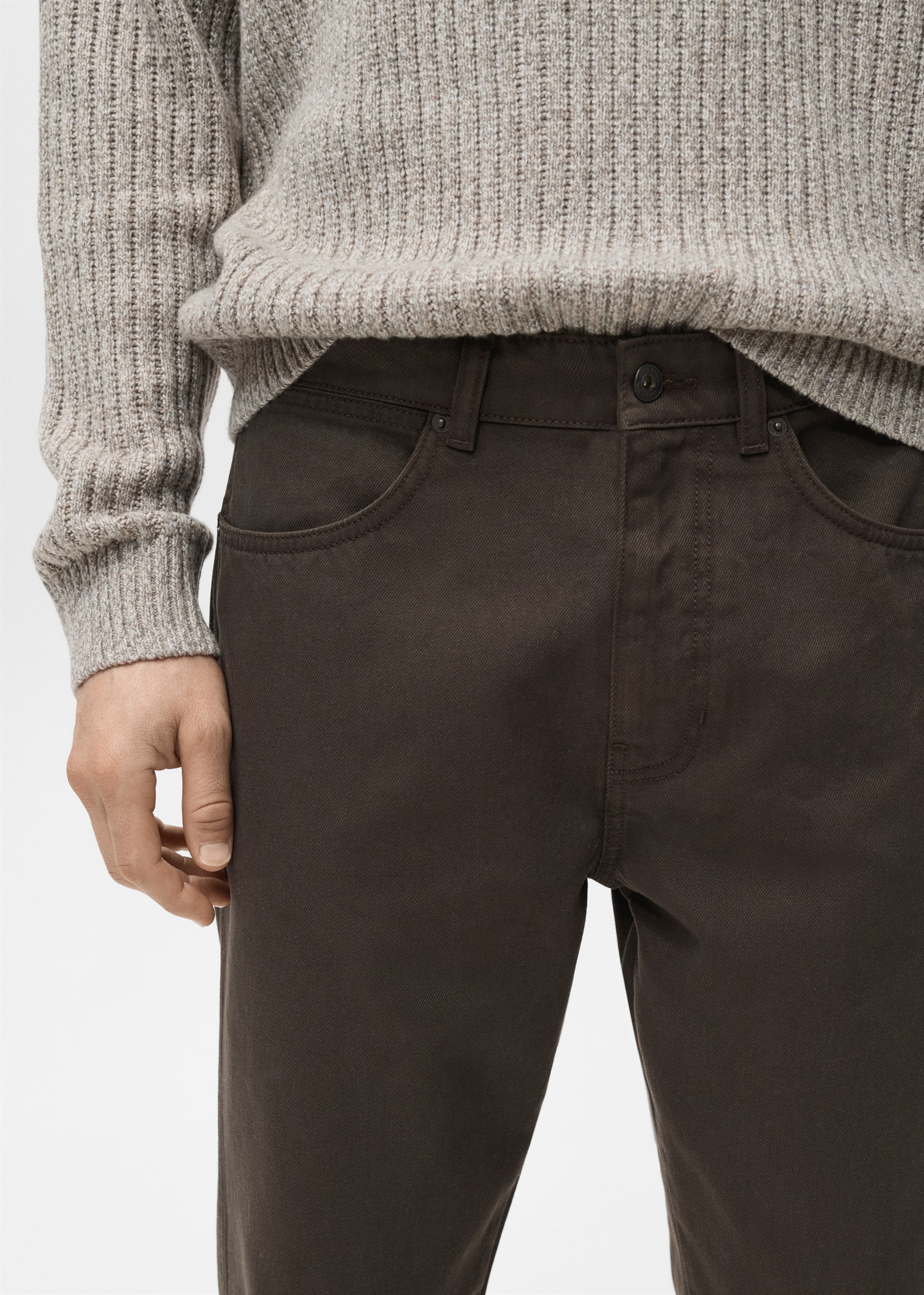 Regular-Fit-Baumwollhose - Detail des Artikels 1, Schokolade. Ref: 27041201-00.