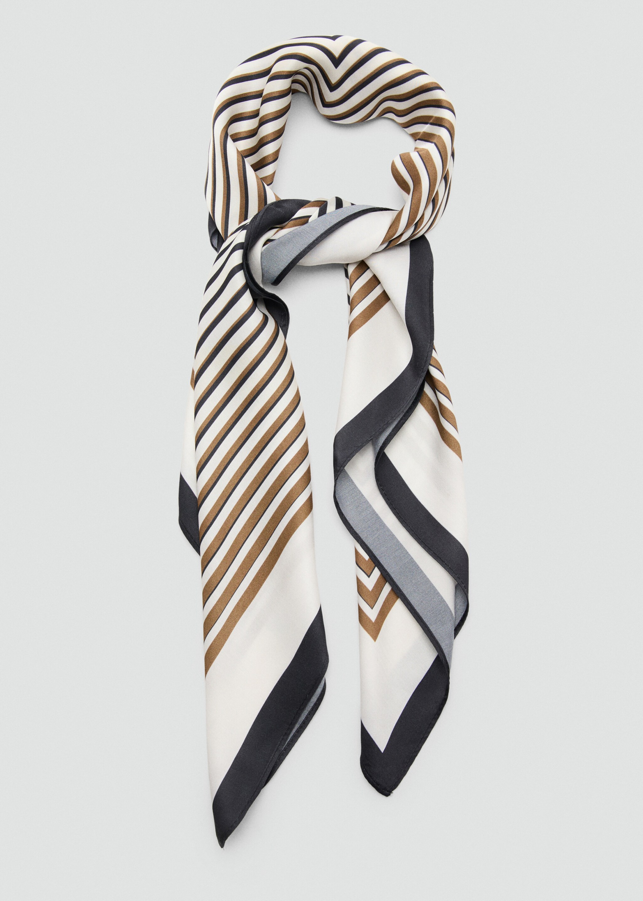 Geometric stripe-print scarf - Details of the article 1, Ecru. Ref: 27041203-00.