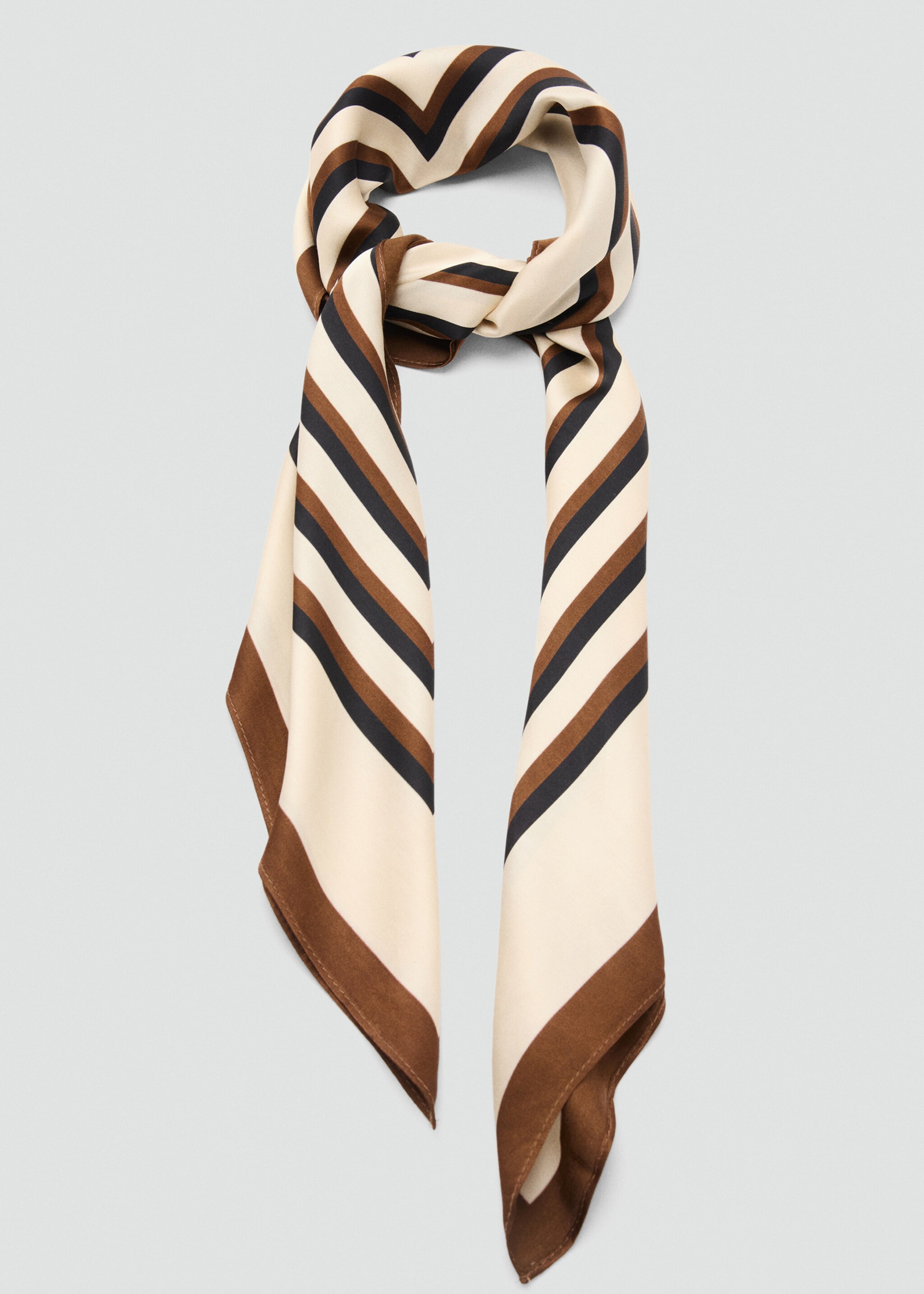 Geometric stripe-print scarf - Details of the article 1, Brown. Ref: 27041203-00.