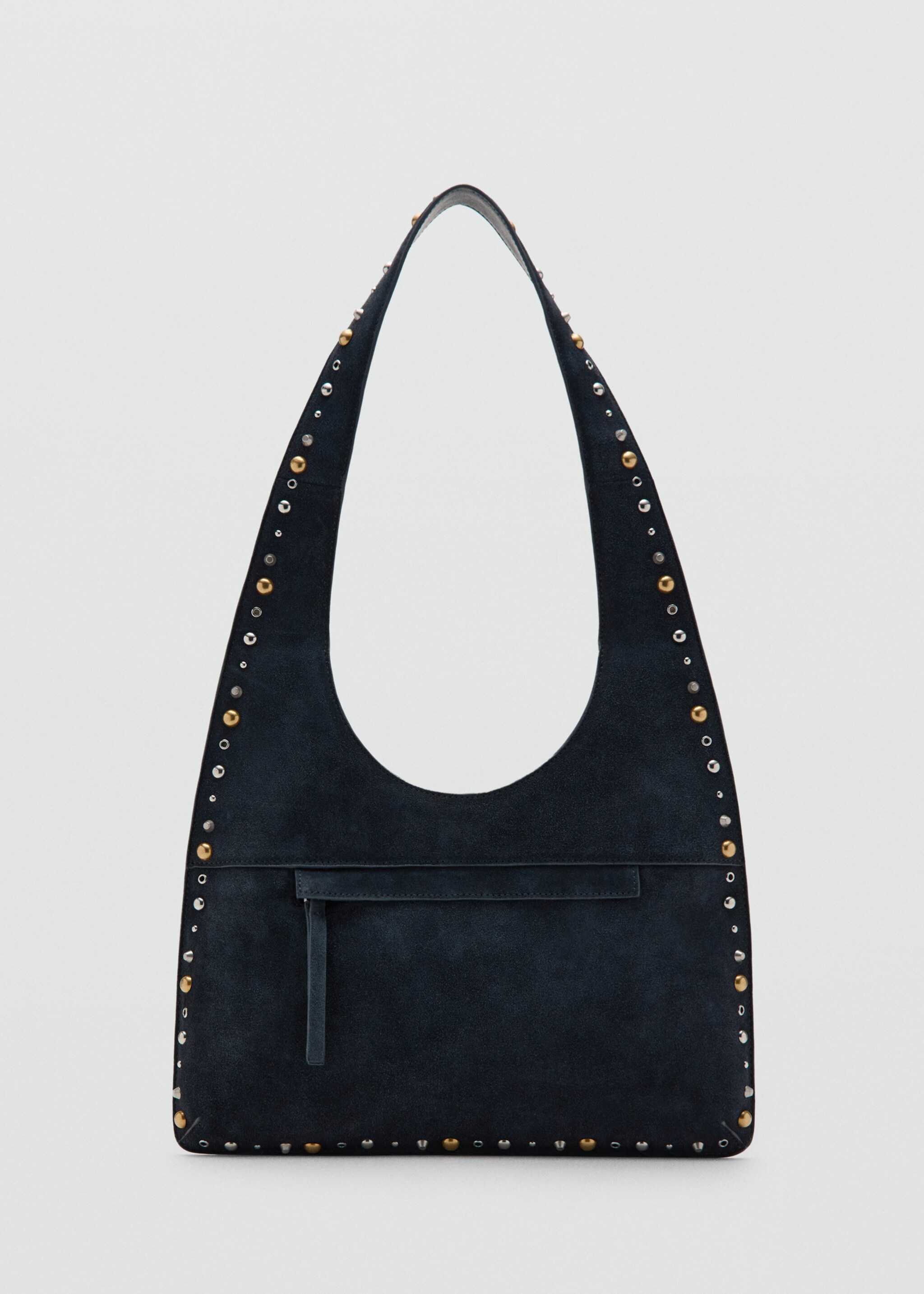 Suede shoulder bag with studs - Article without model, Navy. Ref: 27041204-00.