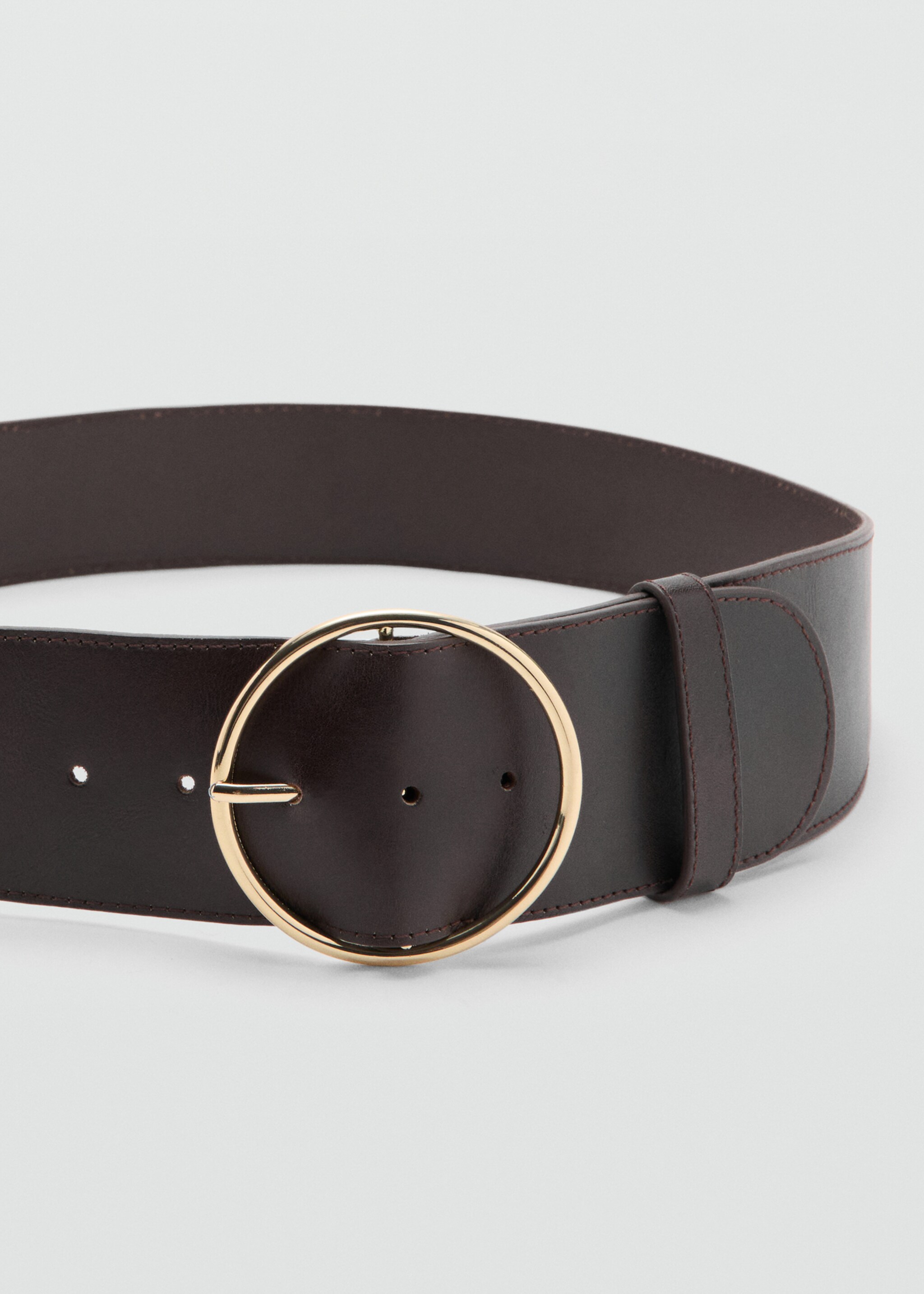 Rounded buckle leather belt - Medium plane, Chocolate. Ref: 27041206-00.