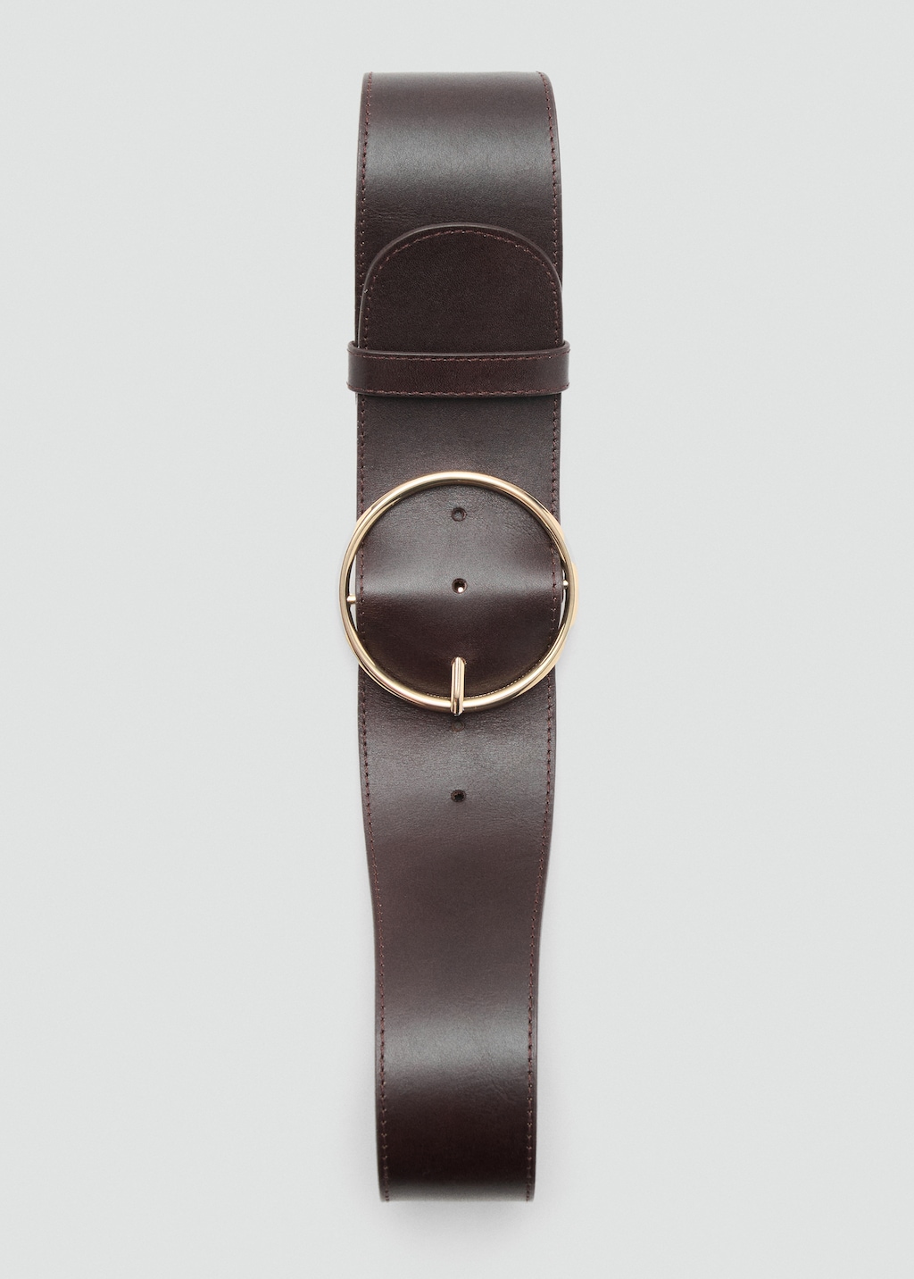 Rounded buckle leather belt