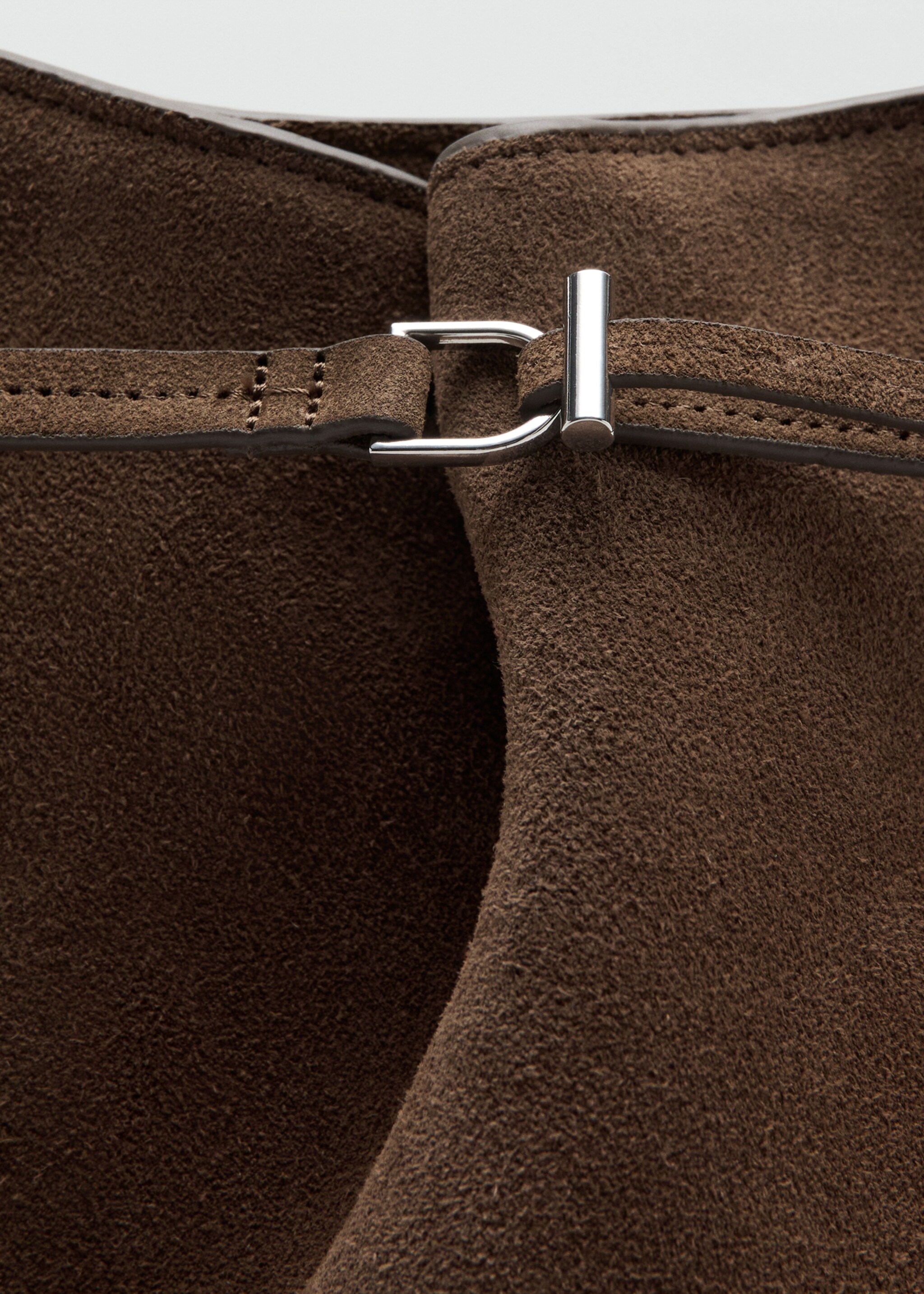 Suede bucket bag - Details of the article 1, Brown. Ref: 27041211-00.