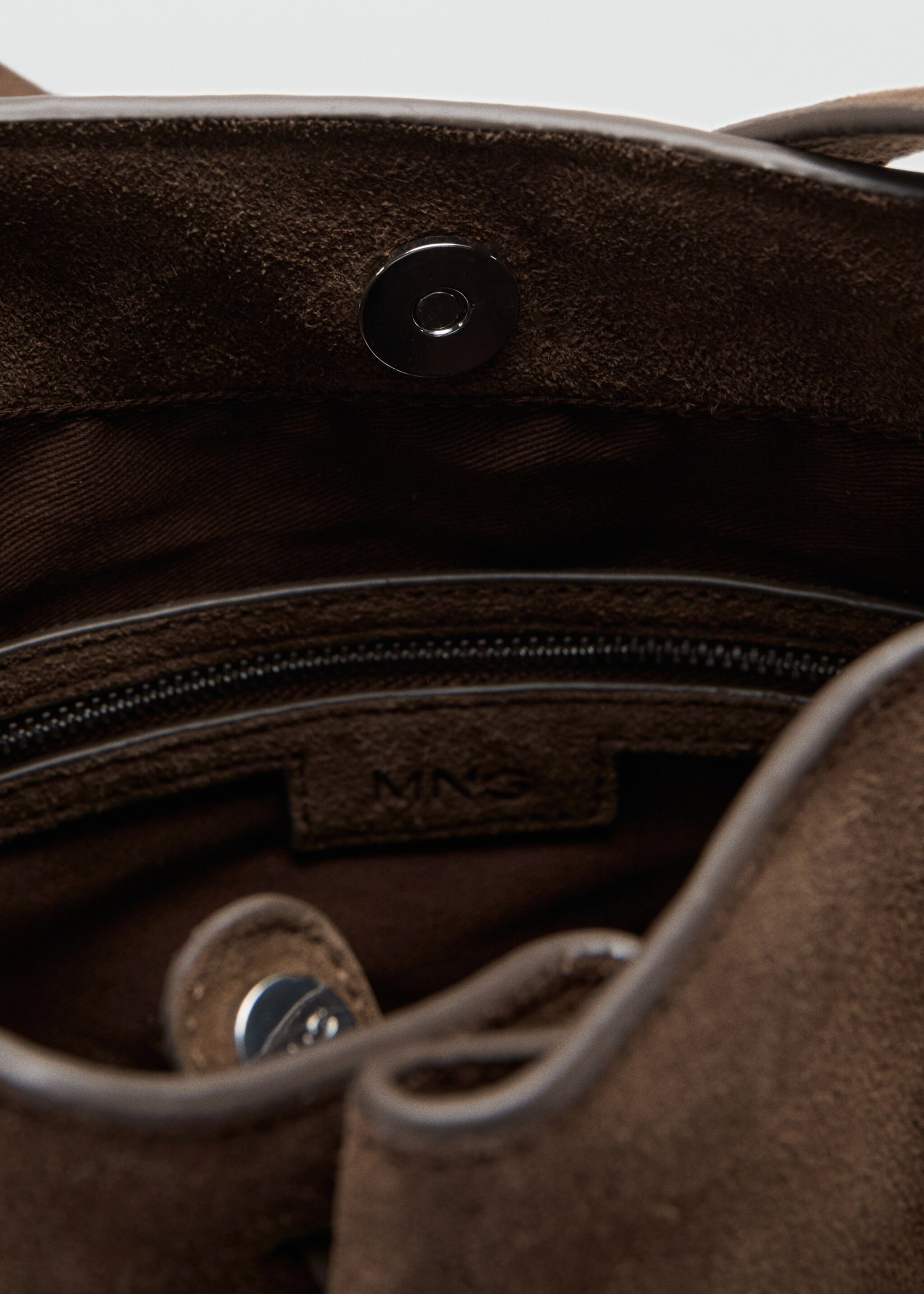 Suede bucket bag - Details of the article 2, Brown. Ref: 27041211-00.