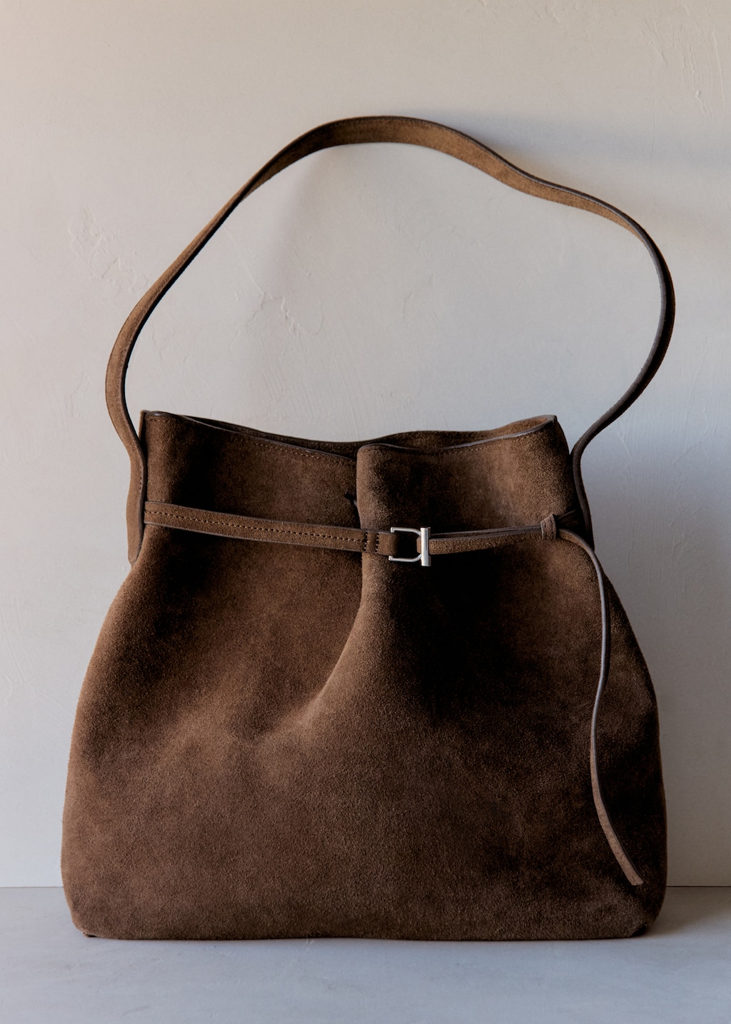Suede bucket bag