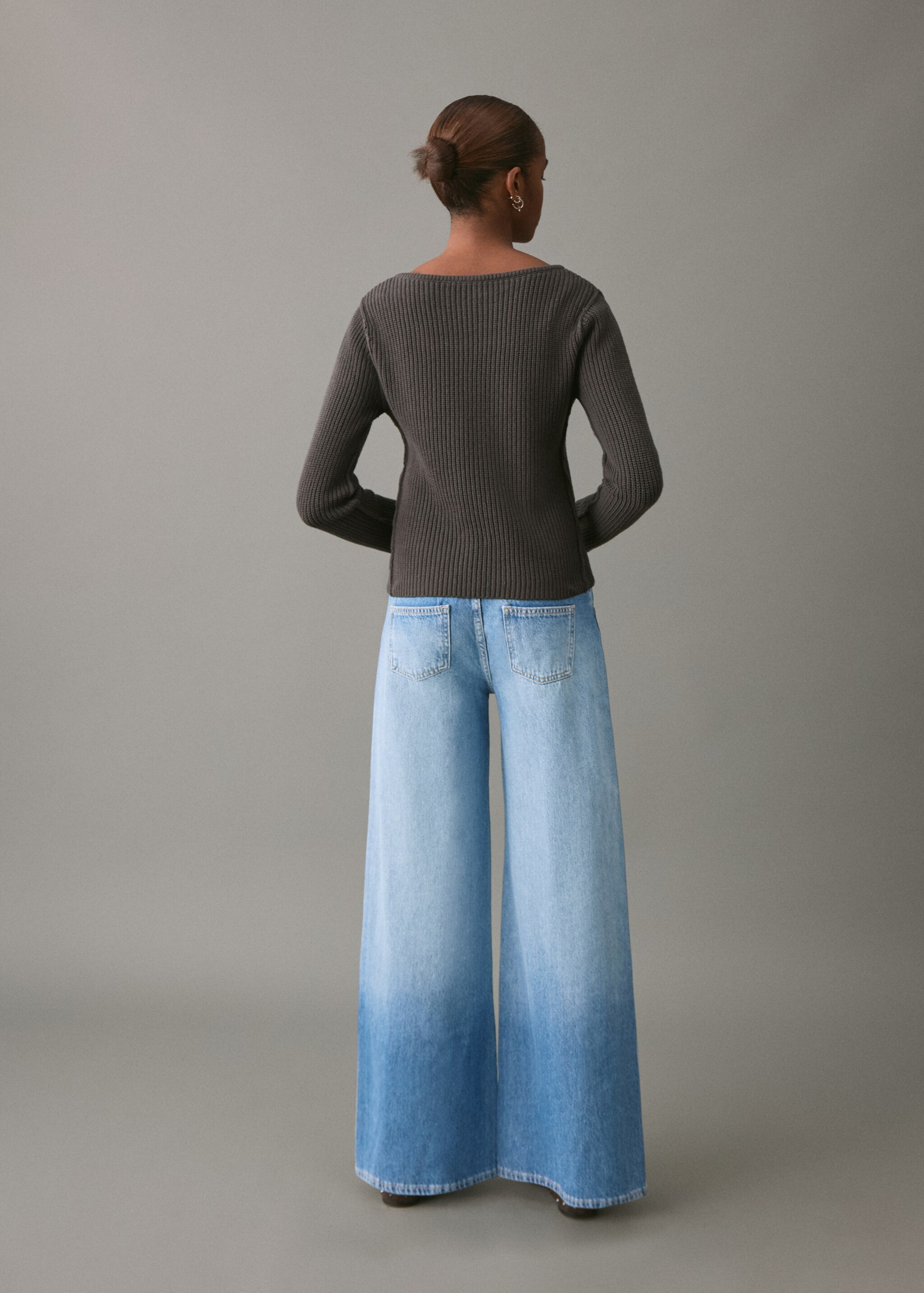 Low-waist wide leg jeans - Reverse of the article, Medium Blue. Ref: 27041212-00.