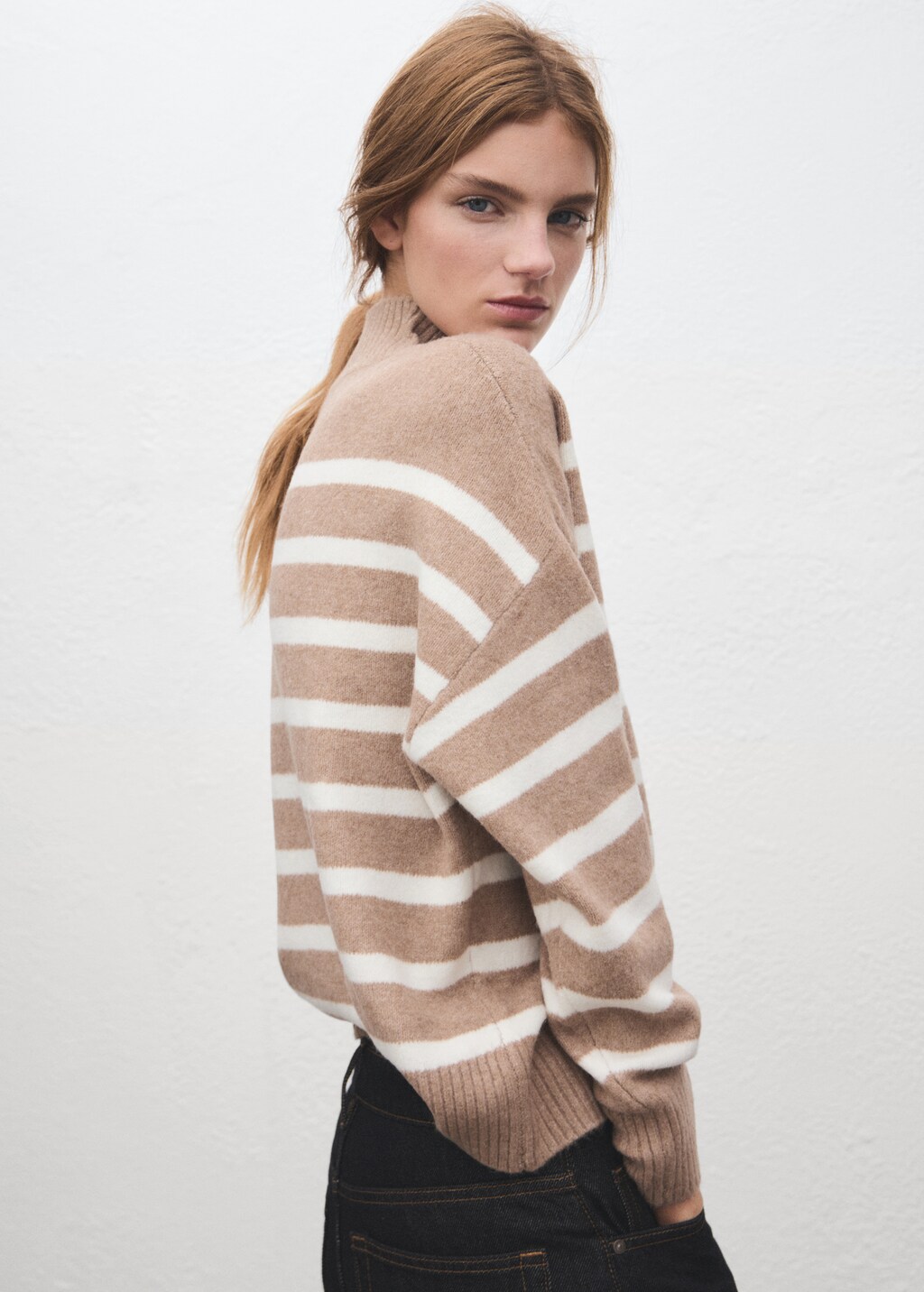 Oversized striped turtleneck sweater
