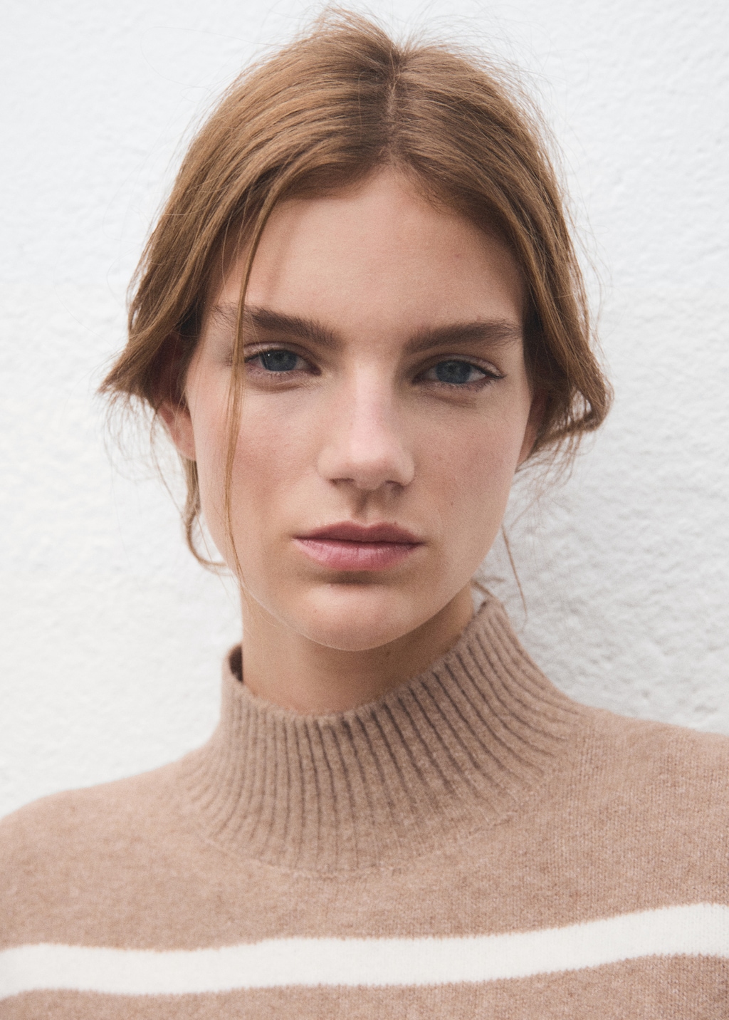 Mango Oversized striped turtleneck sweater