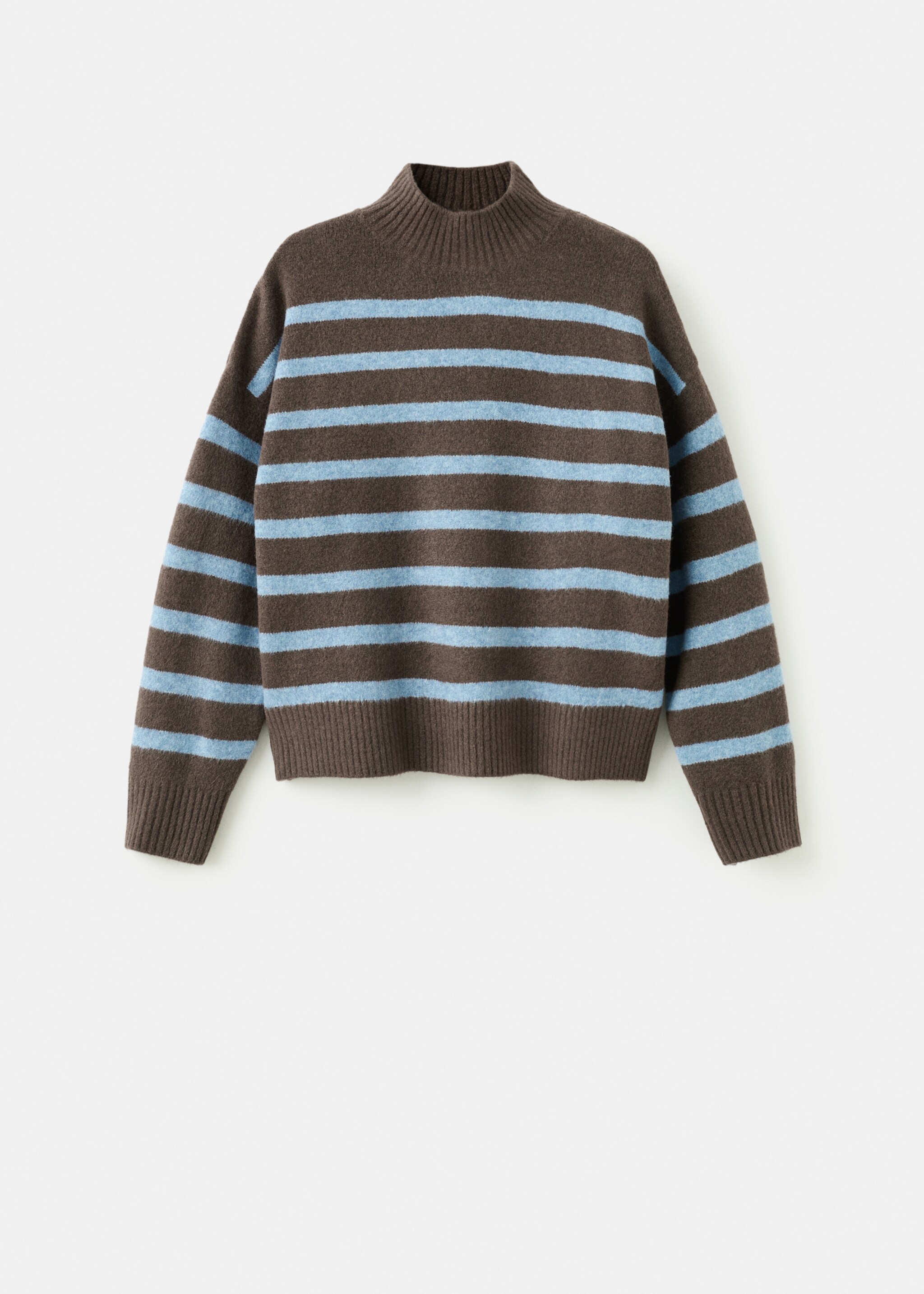 Oversized striped turtleneck sweater - Article without model, Chocolate. Ref: 27041217-00.