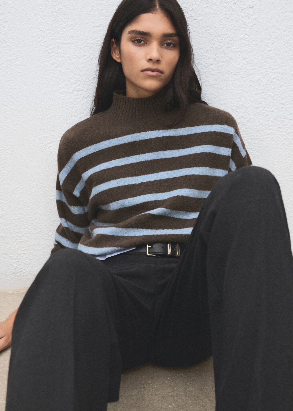 Oversized striped turtleneck sweater