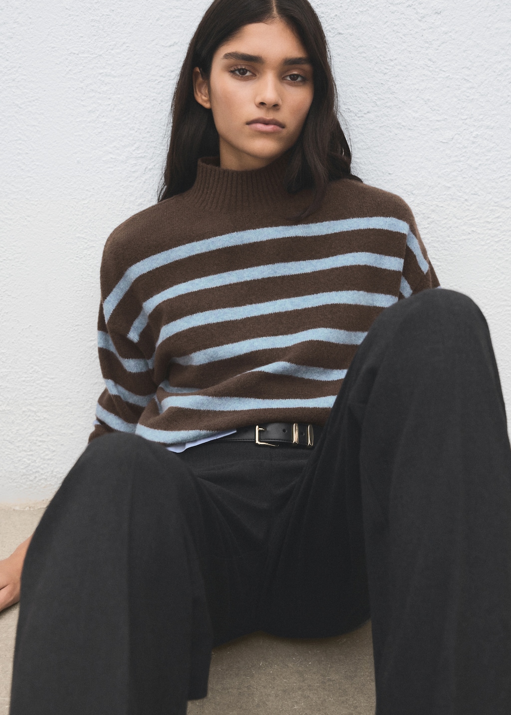 Oversized striped turtleneck sweater